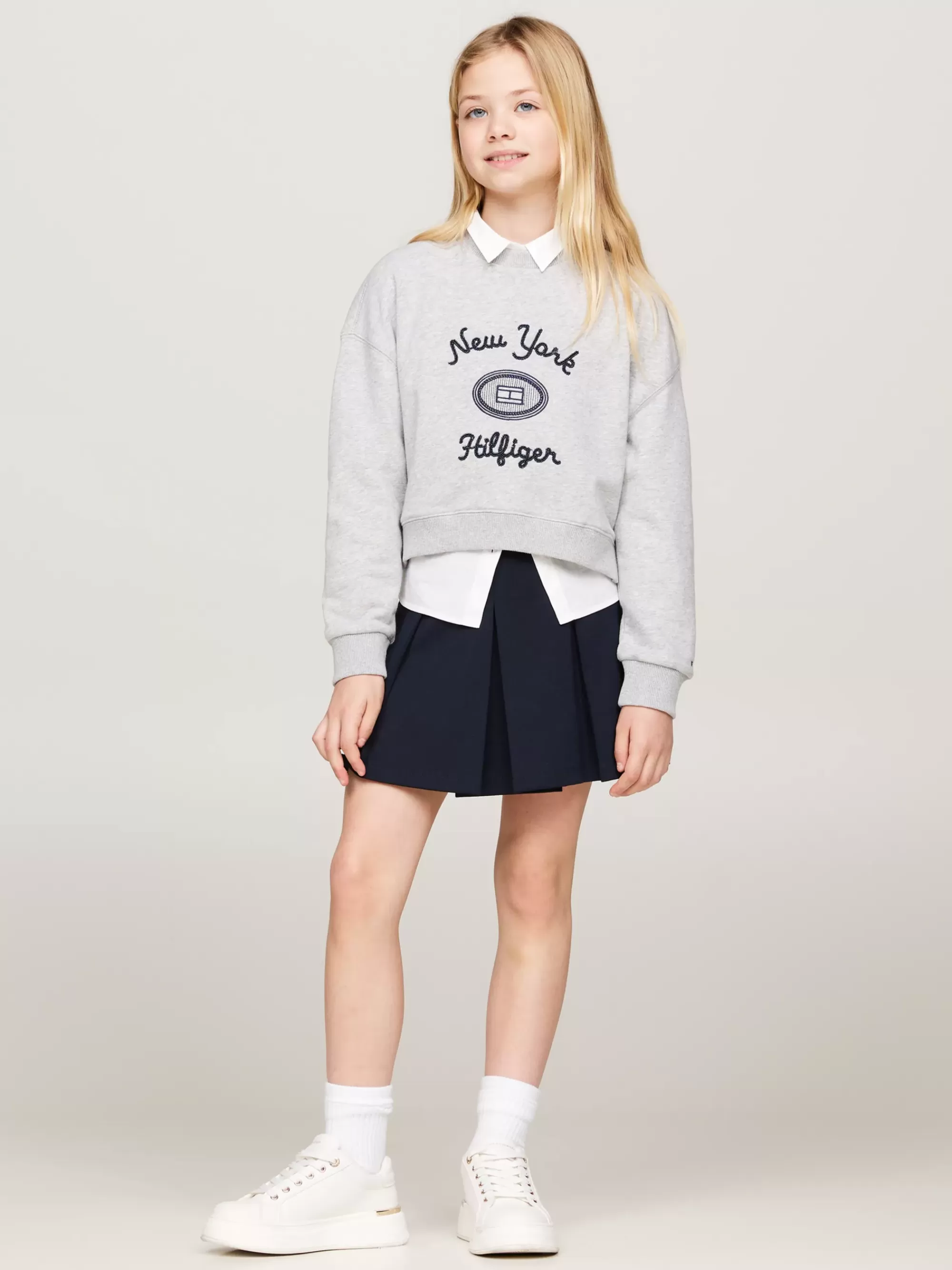 Sweatshirts & Hoodies*Tommy Hilfiger Trui Met Geborduurd Logo En Dubbele Zoom LIGHT GREY HEATHER
