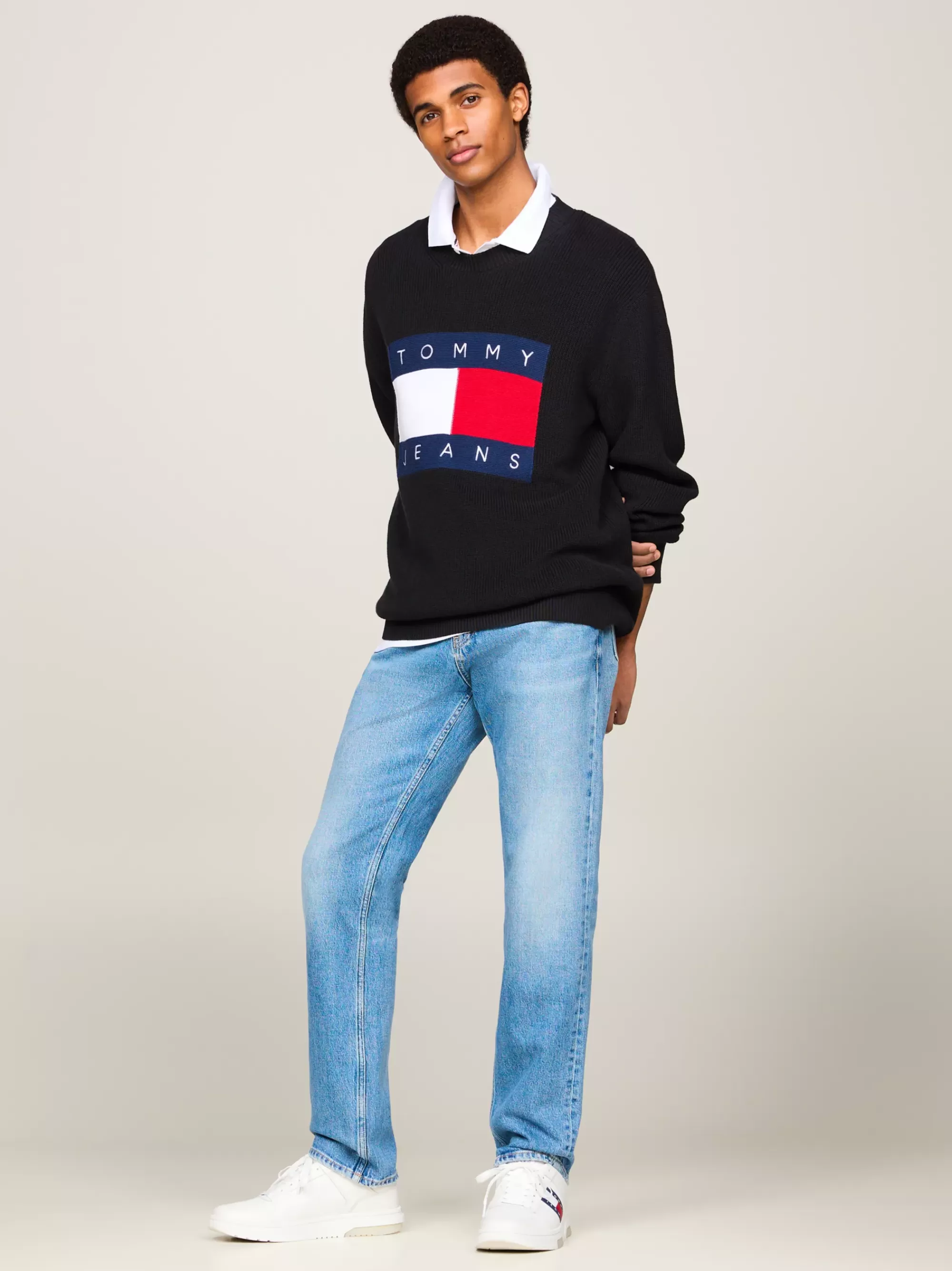 Truien Met Ronde Hals | Truien*Tommy Hilfiger Trui Met Intarsialogo BLACK