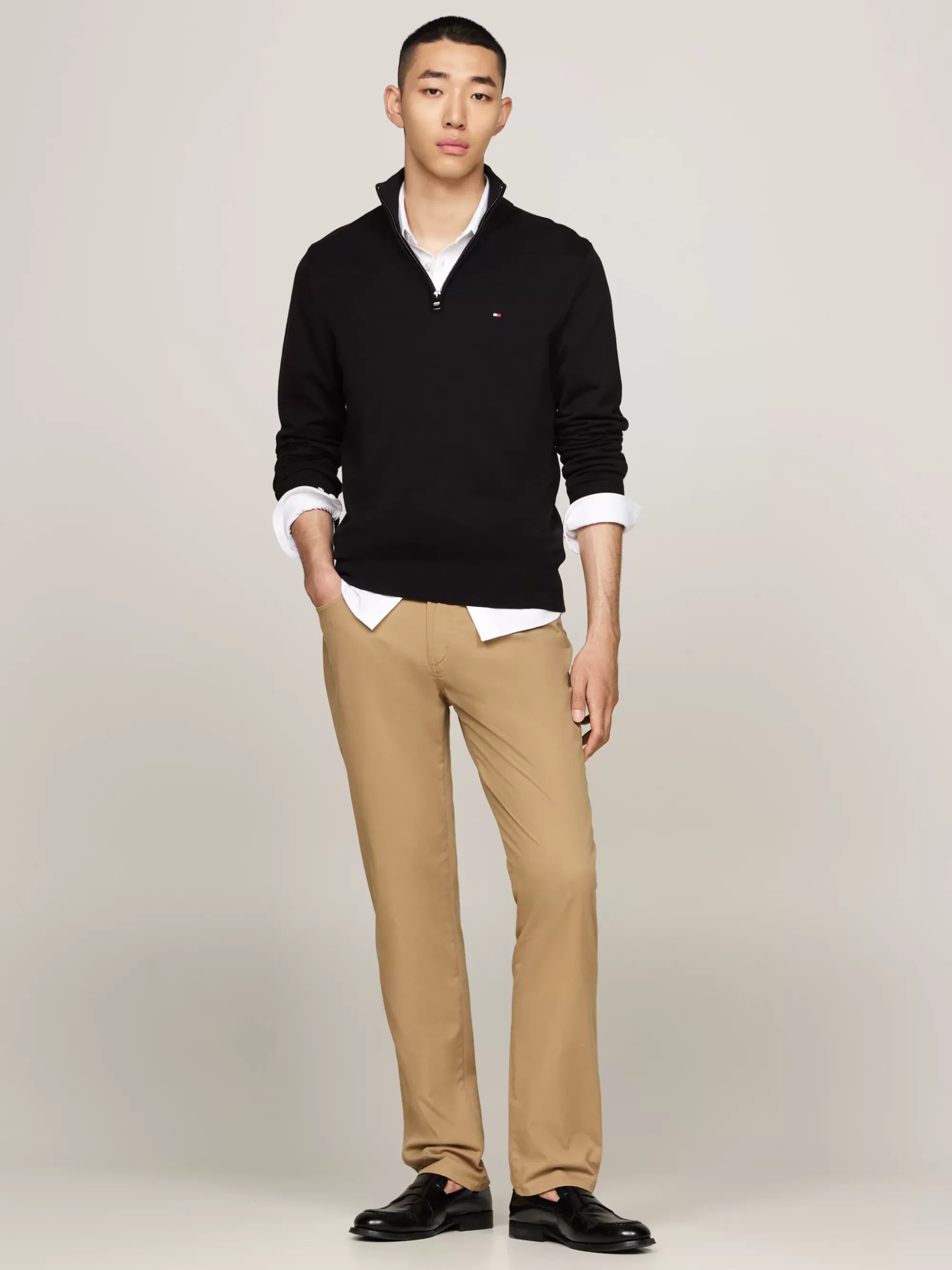 Trui Met Rits | Truien*Tommy Hilfiger Trui Met Opstaande Hals En Halve Rits BLACK