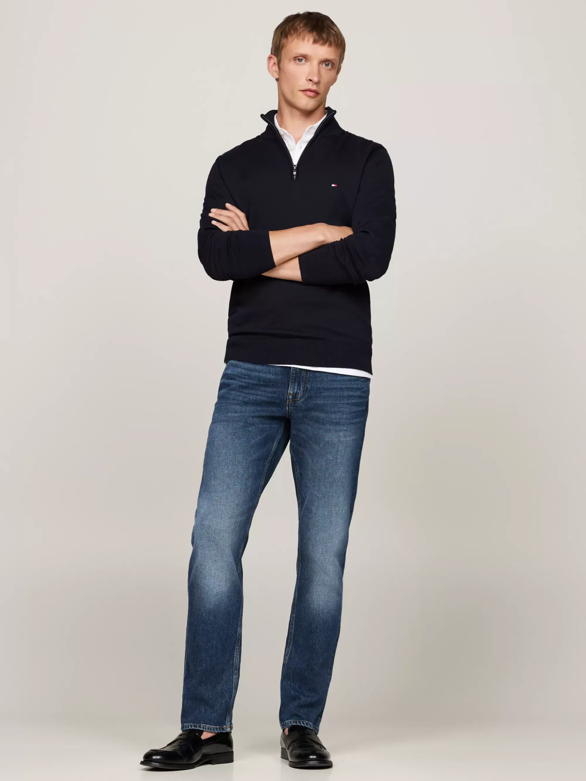 Trui Met Rits | Truien*Tommy Hilfiger Trui Met Opstaande Hals En Halve Rits DESERT SKY