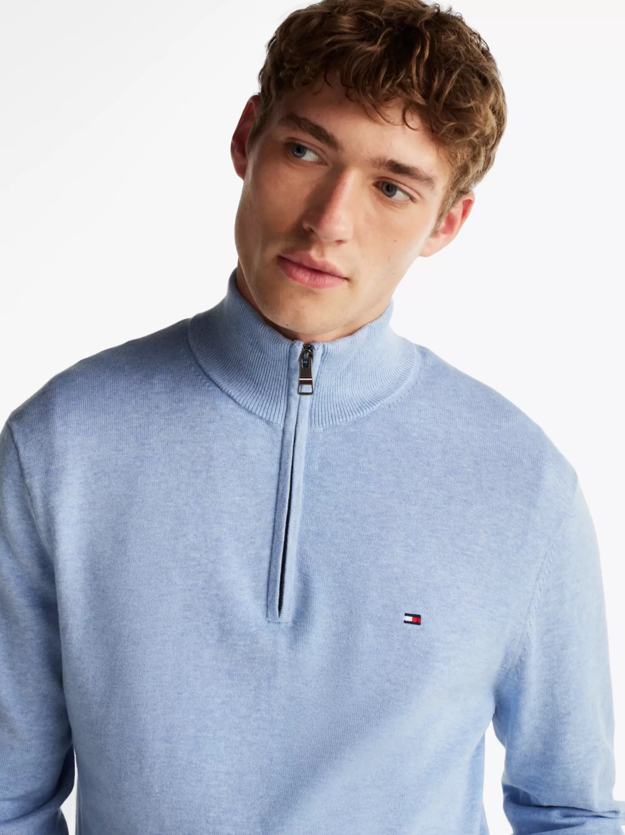 Trui Met Rits | Truien*Tommy Hilfiger Trui Met Opstaande Hals En Halve Rits VESSEL BLUE HEATHER