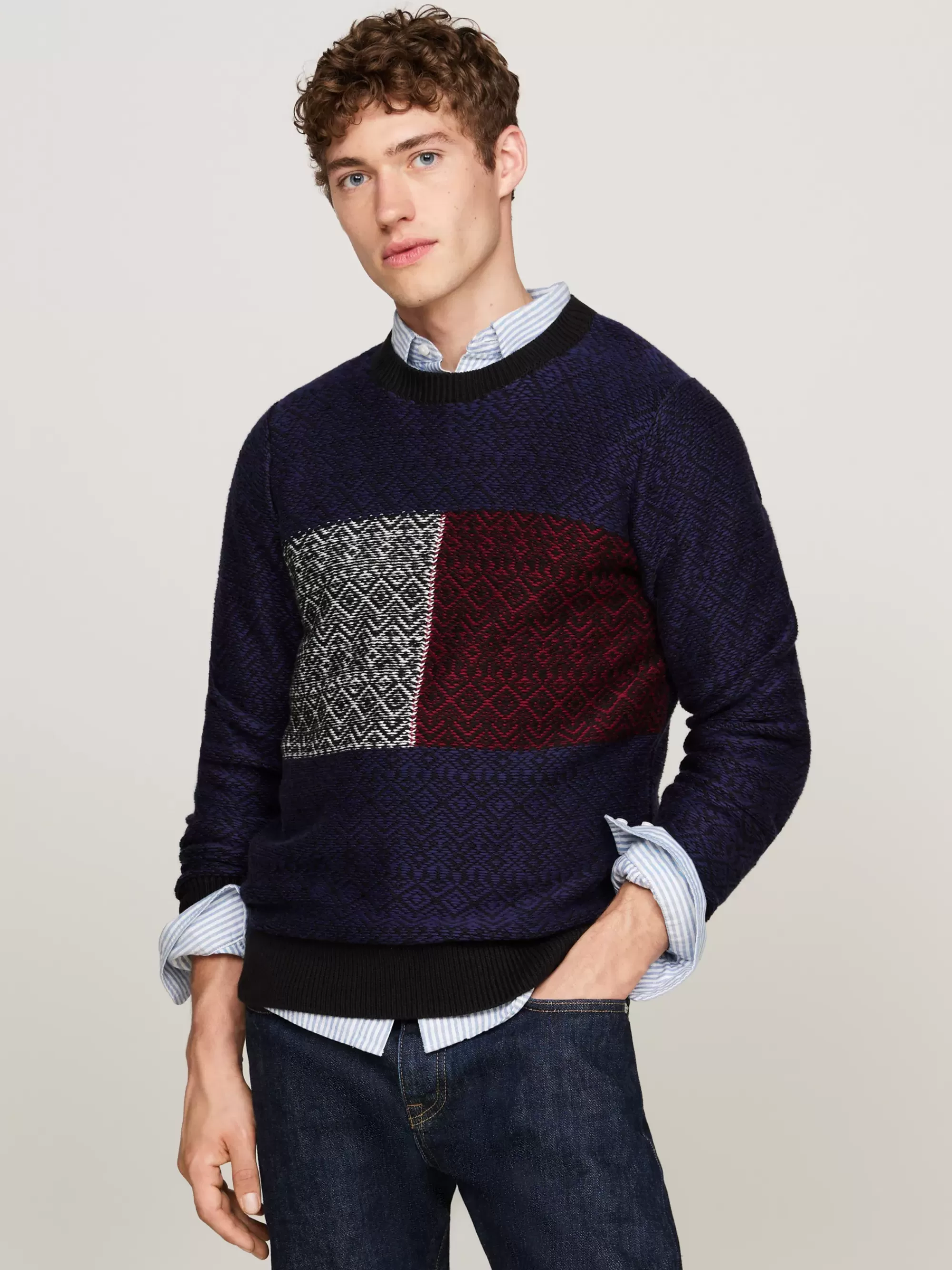 Truien Met Ronde Hals | Truien*Tommy Hilfiger Trui Met Ronde Hals En Fair Isle-vlag DESERT SKY / MULTI