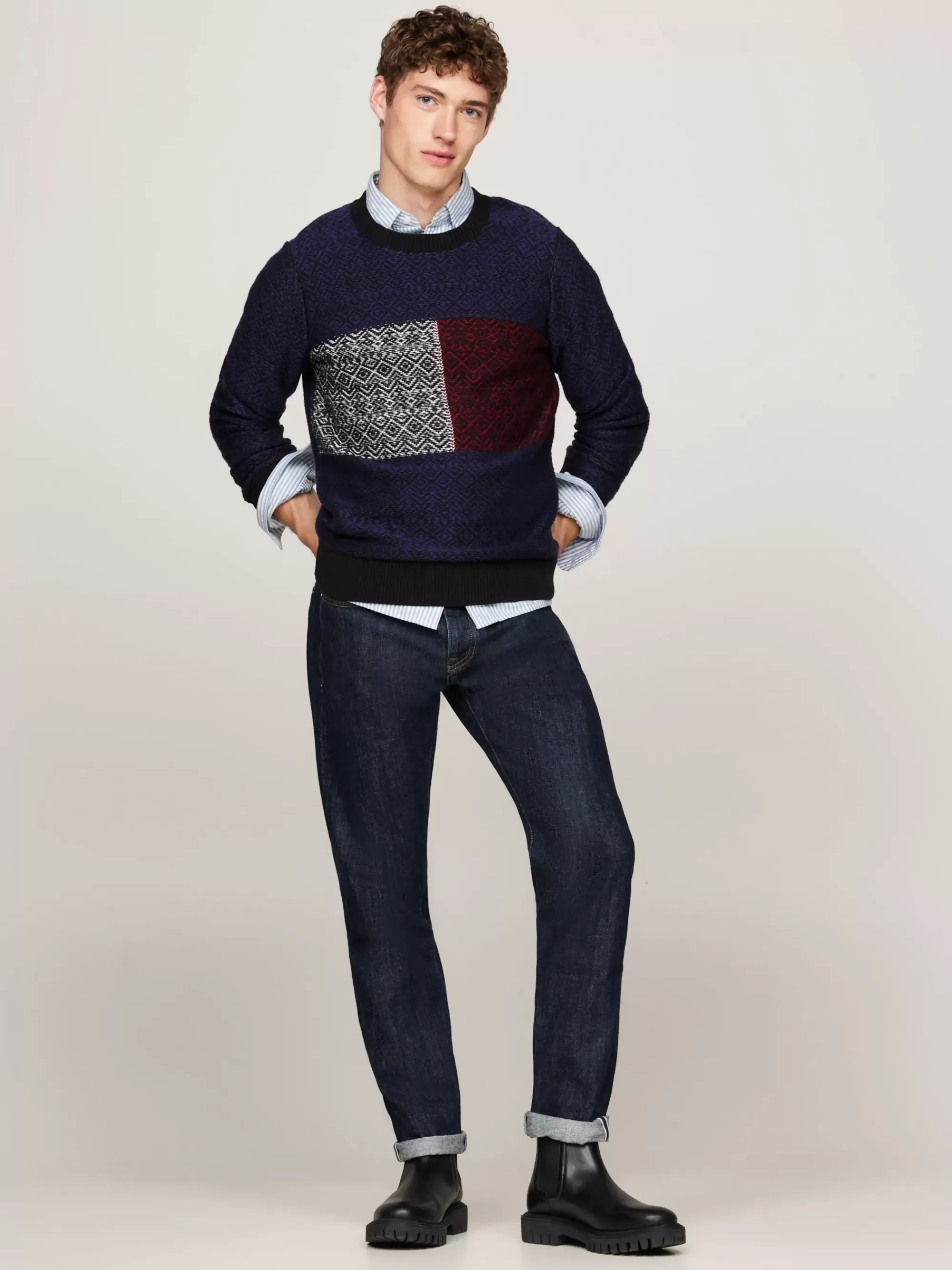 Truien Met Ronde Hals | Truien*Tommy Hilfiger Trui Met Ronde Hals En Fair Isle-vlag DESERT SKY / MULTI