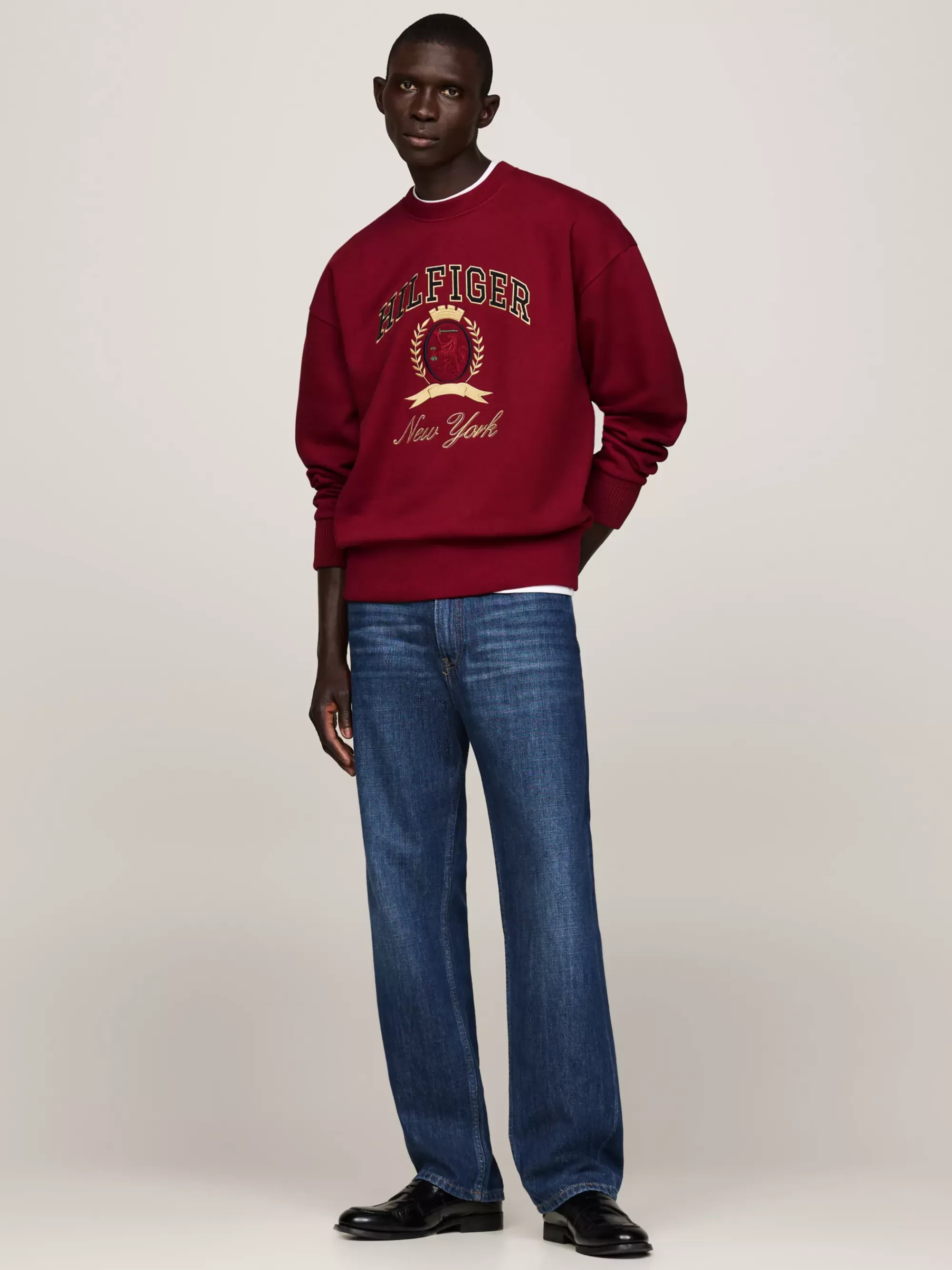 Sweatshirts & Hoodies*Tommy Hilfiger Trui Met Ronde Hals En Geborduurd Embleem ROUGE