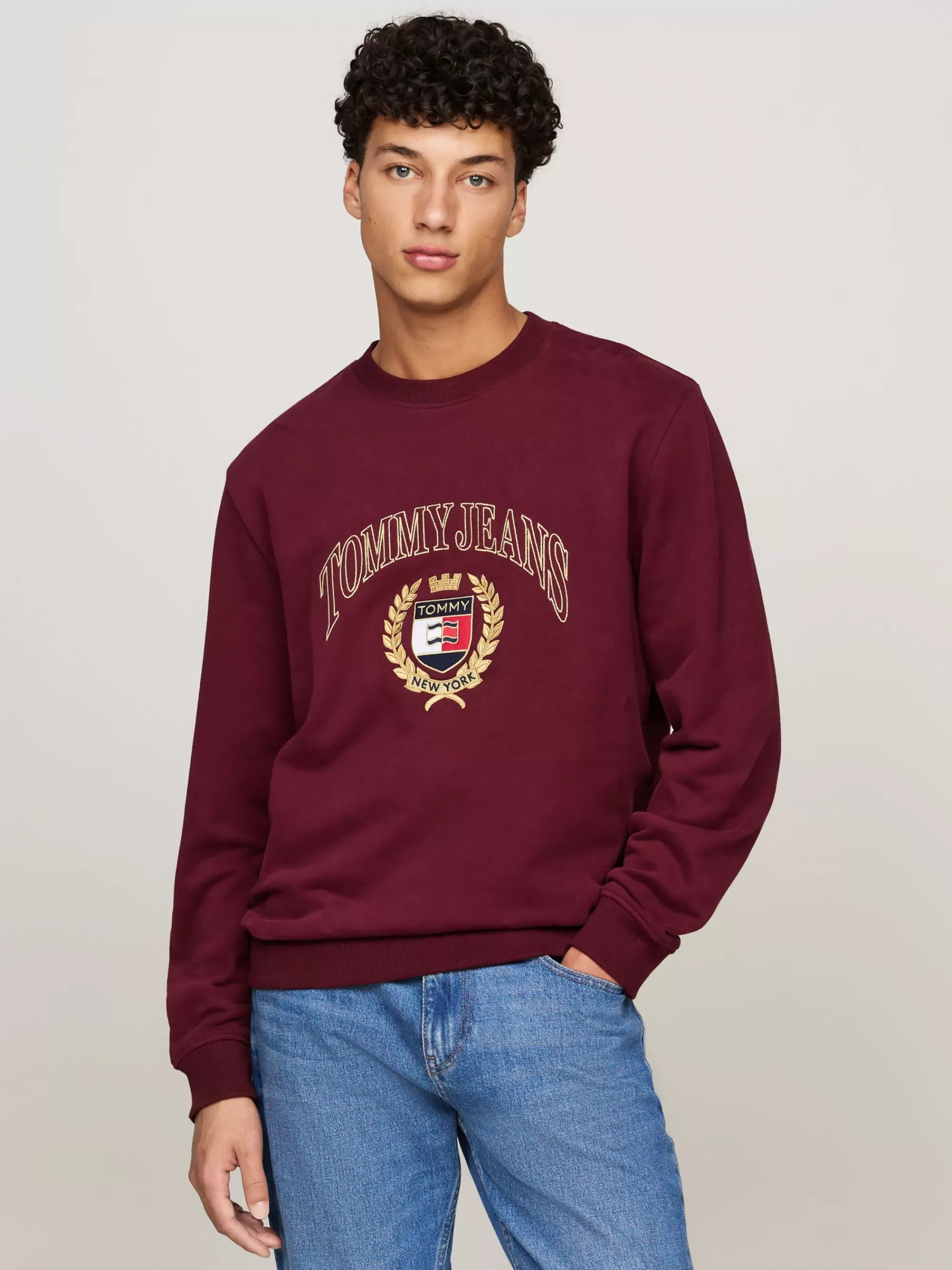 Sweatshirts & Hoodies*Tommy Hilfiger Trui Met Ronde Hals En Geborduurd Logo DEEP ROUGE