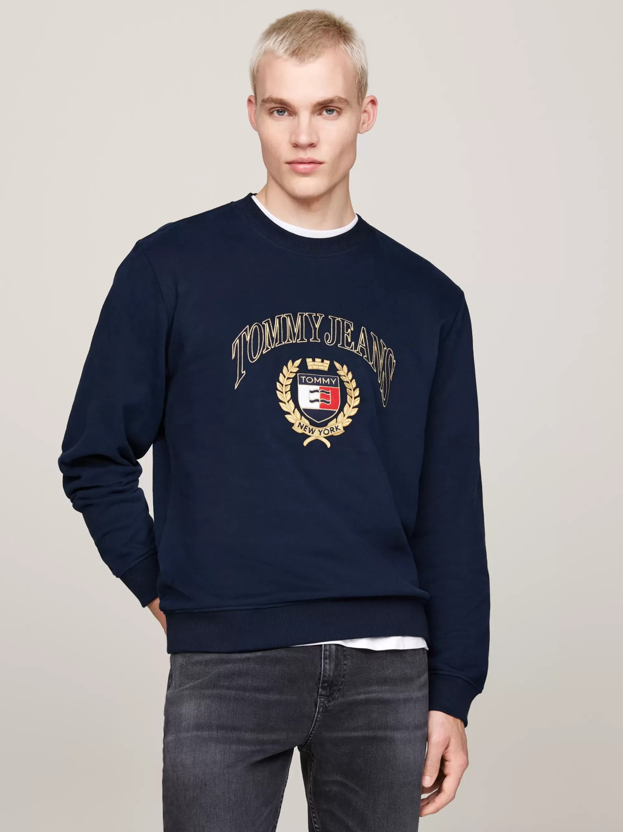 Sweatshirts & Hoodies*Tommy Hilfiger Trui Met Ronde Hals En Geborduurd Logo DARK NIGHT NAVY