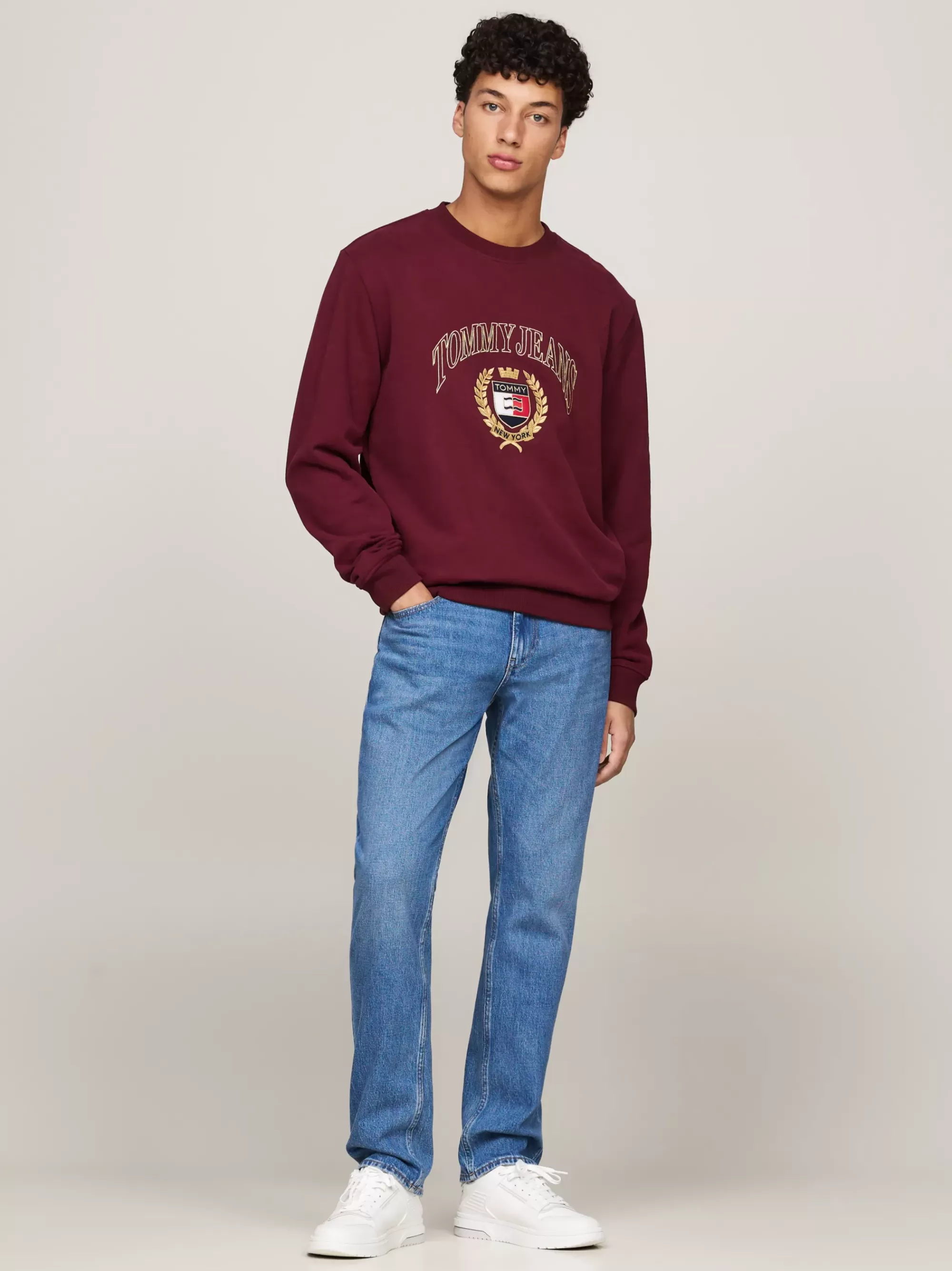 Sweatshirts & Hoodies*Tommy Hilfiger Trui Met Ronde Hals En Geborduurd Logo DEEP ROUGE