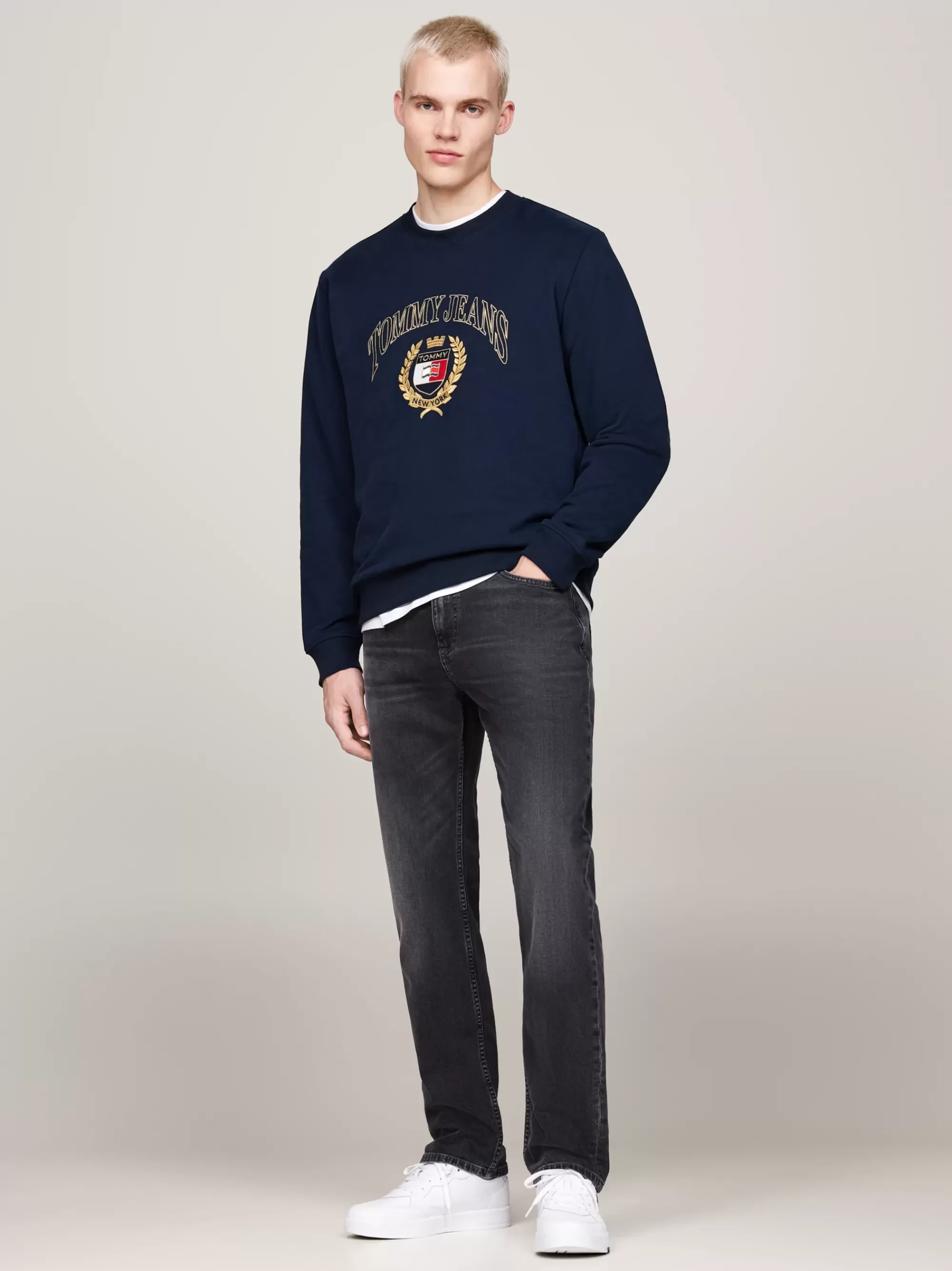 Sweatshirts & Hoodies*Tommy Hilfiger Trui Met Ronde Hals En Geborduurd Logo DARK NIGHT NAVY