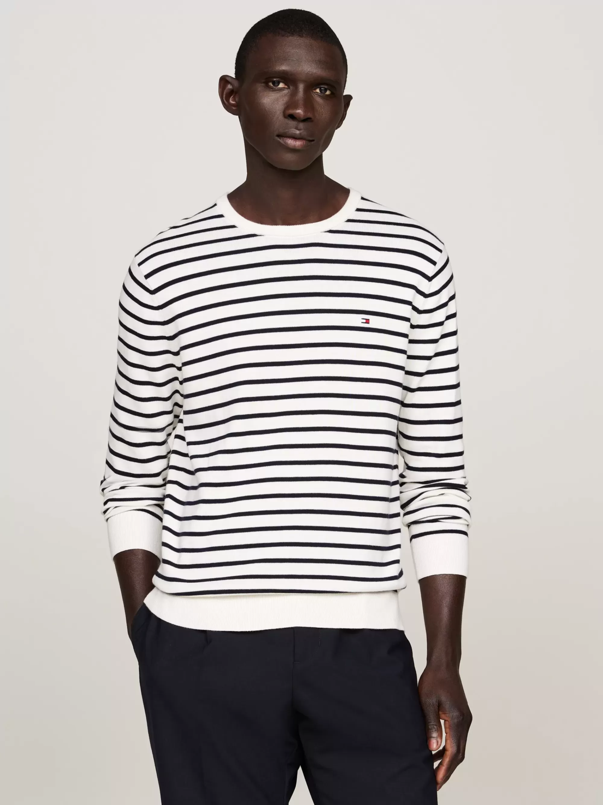 Truien Met Ronde Hals | Truien*Tommy Hilfiger Trui Met Ronde Hals En Geborduurde Vlag IVORY / DESERT SKY