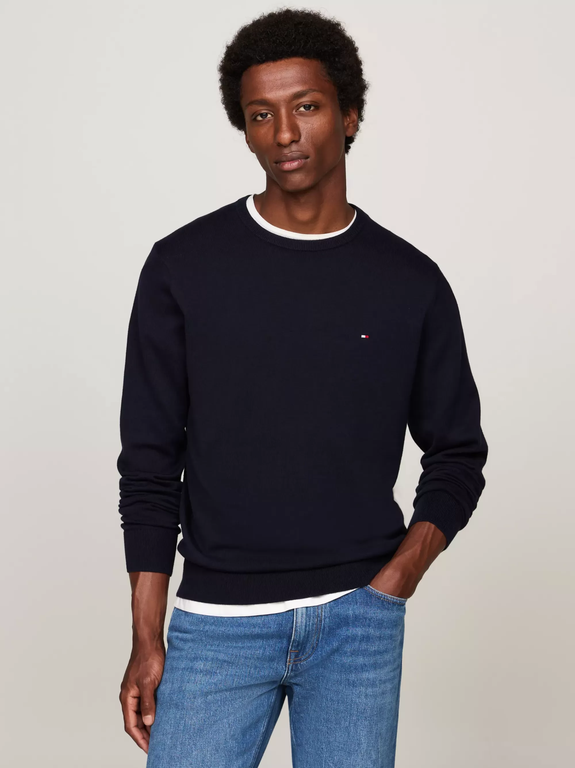 Truien Met Ronde Hals | Truien*Tommy Hilfiger Trui Met Ronde Hals En Geborduurde Vlag DESERT SKY