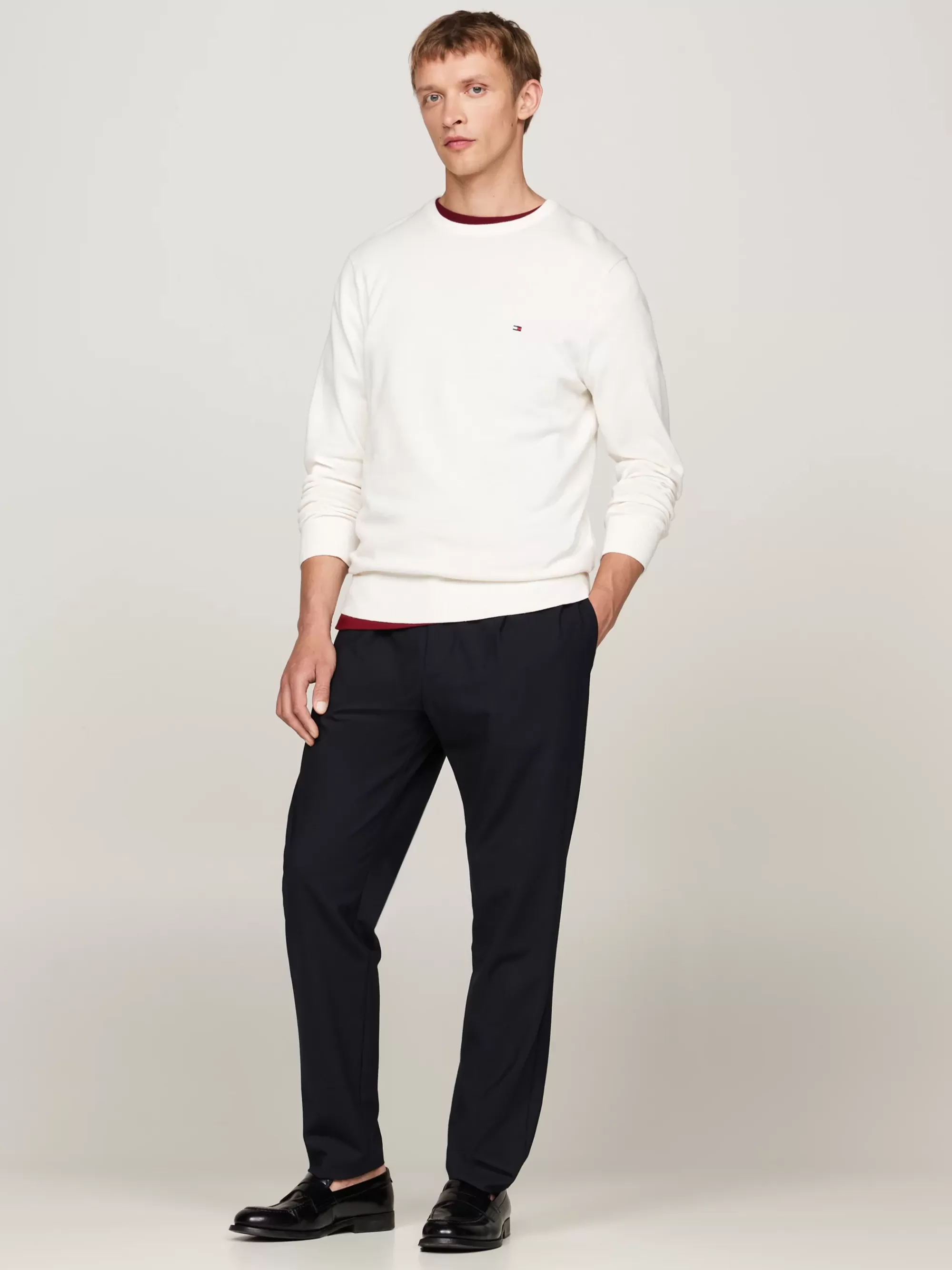 Truien Met Ronde Hals | Truien*Tommy Hilfiger Trui Met Ronde Hals En Geborduurde Vlag IVORY