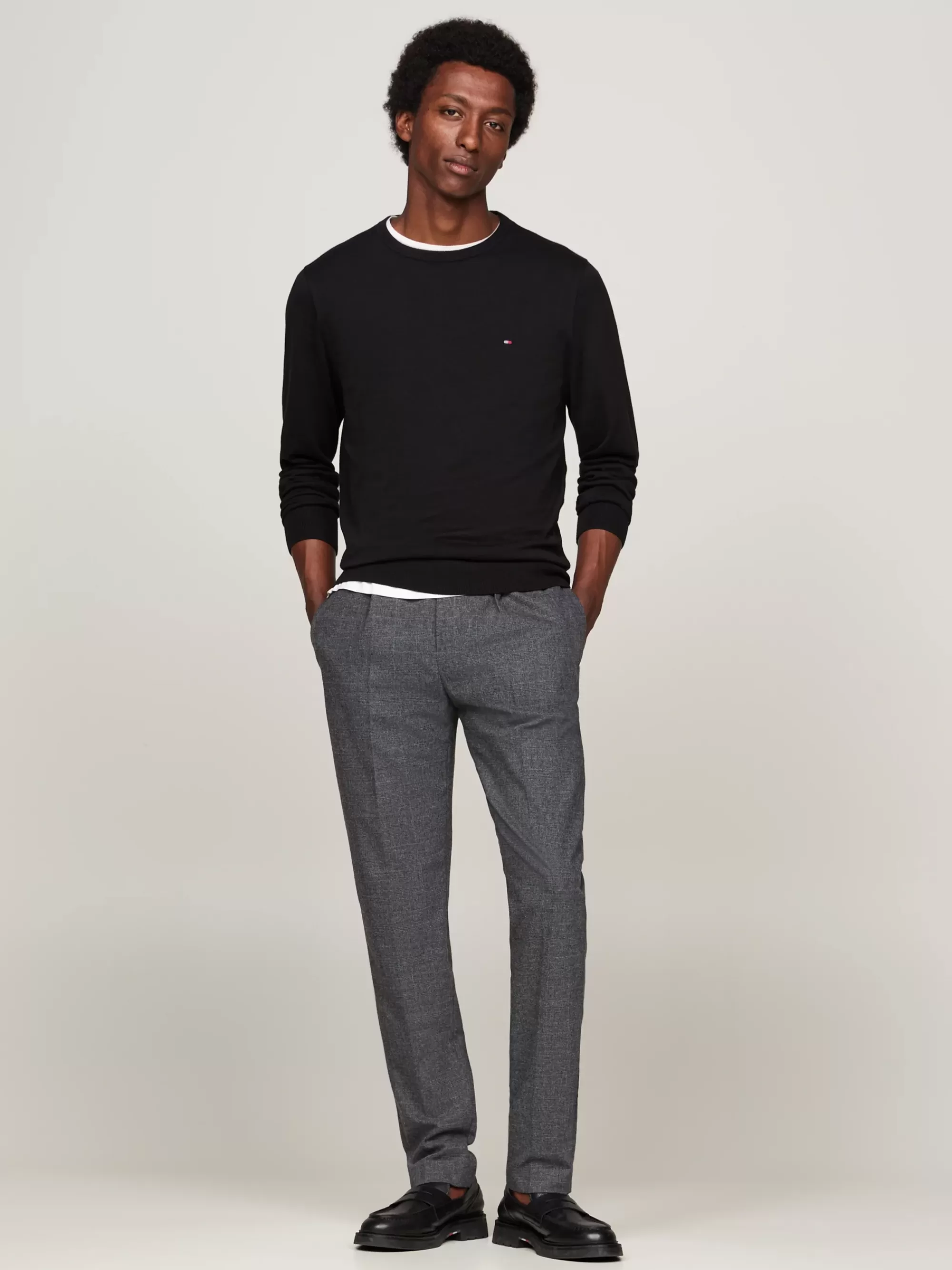 Truien Met Ronde Hals | Truien*Tommy Hilfiger Trui Met Ronde Hals En Geborduurde Vlag BLACK
