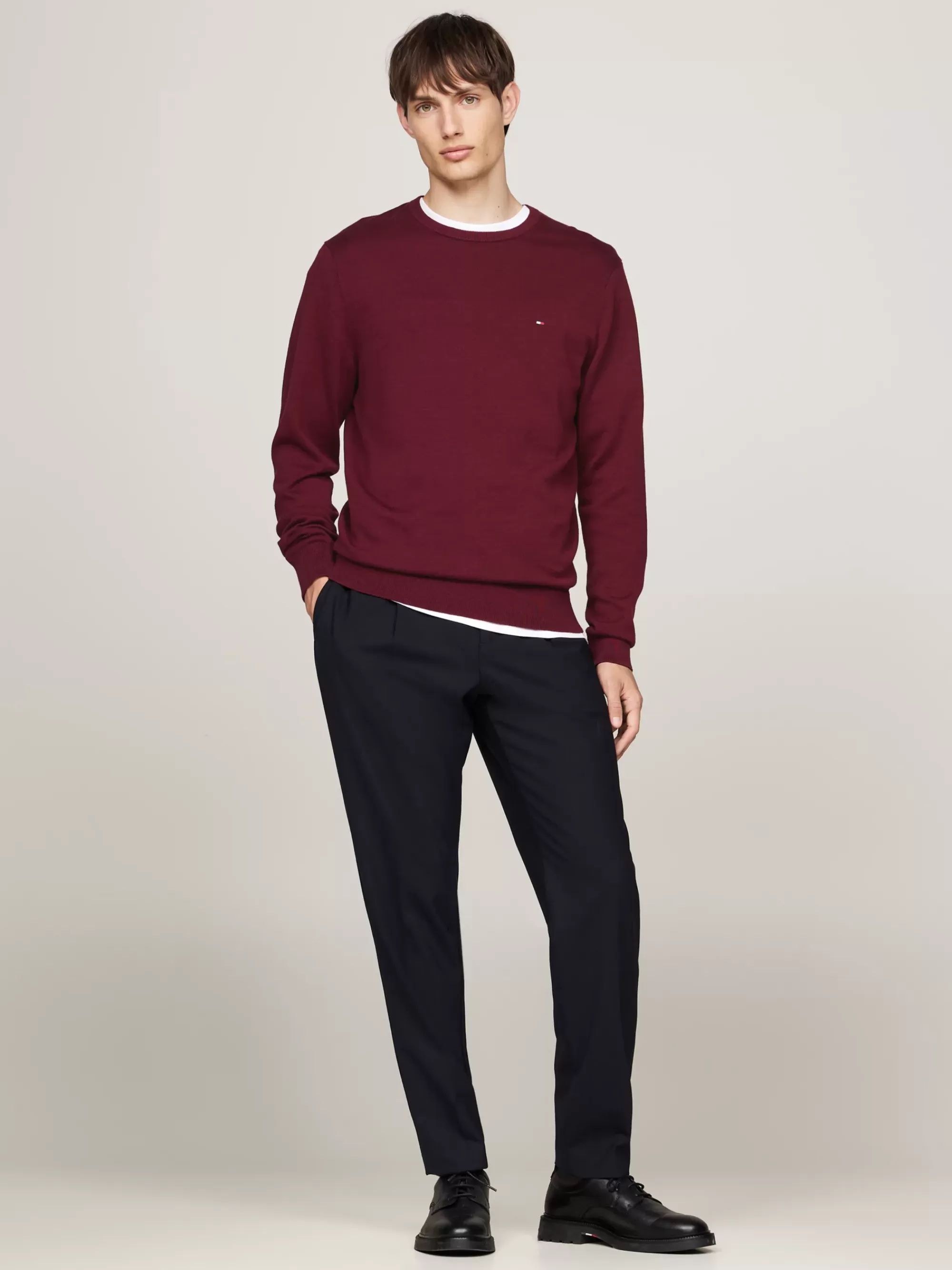 Truien Met Ronde Hals | Truien*Tommy Hilfiger Trui Met Ronde Hals En Geborduurde Vlag DEEP ROUGE