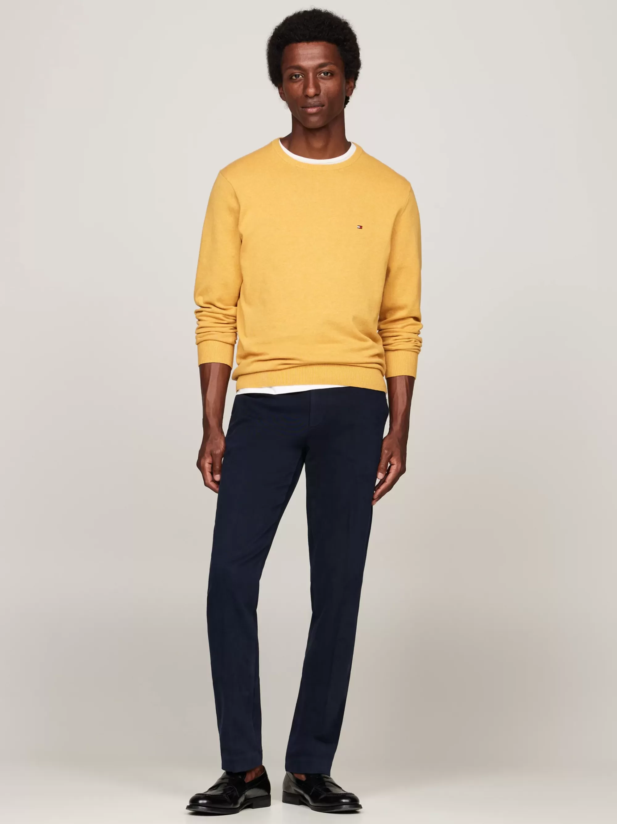 Truien Met Ronde Hals | Truien*Tommy Hilfiger Trui Met Ronde Hals En Geborduurde Vlag CITY YELLOW HEATHER