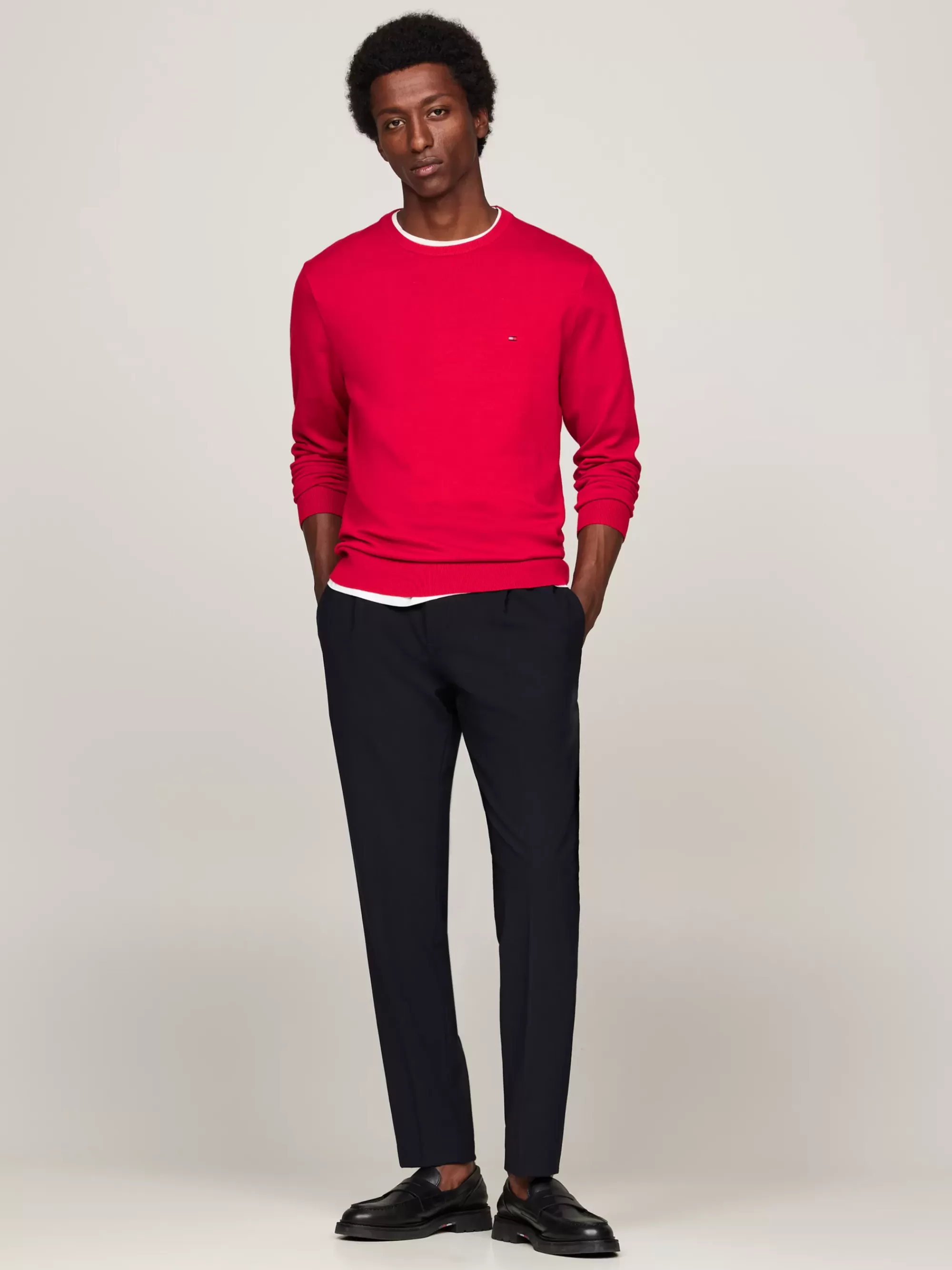 Truien Met Ronde Hals | Truien*Tommy Hilfiger Trui Met Ronde Hals En Geborduurde Vlag PRIMARY RED