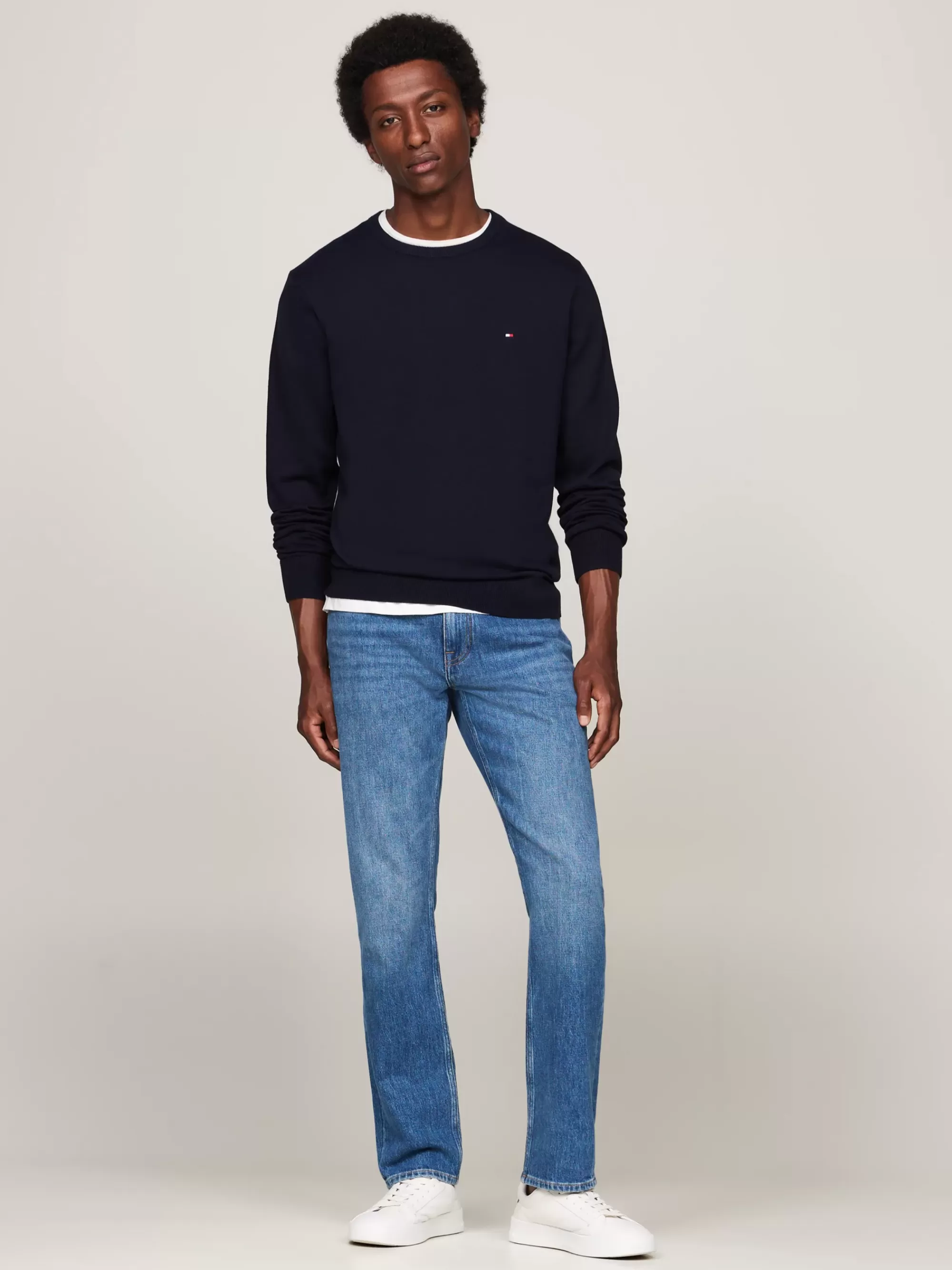 Truien Met Ronde Hals | Truien*Tommy Hilfiger Trui Met Ronde Hals En Geborduurde Vlag DESERT SKY
