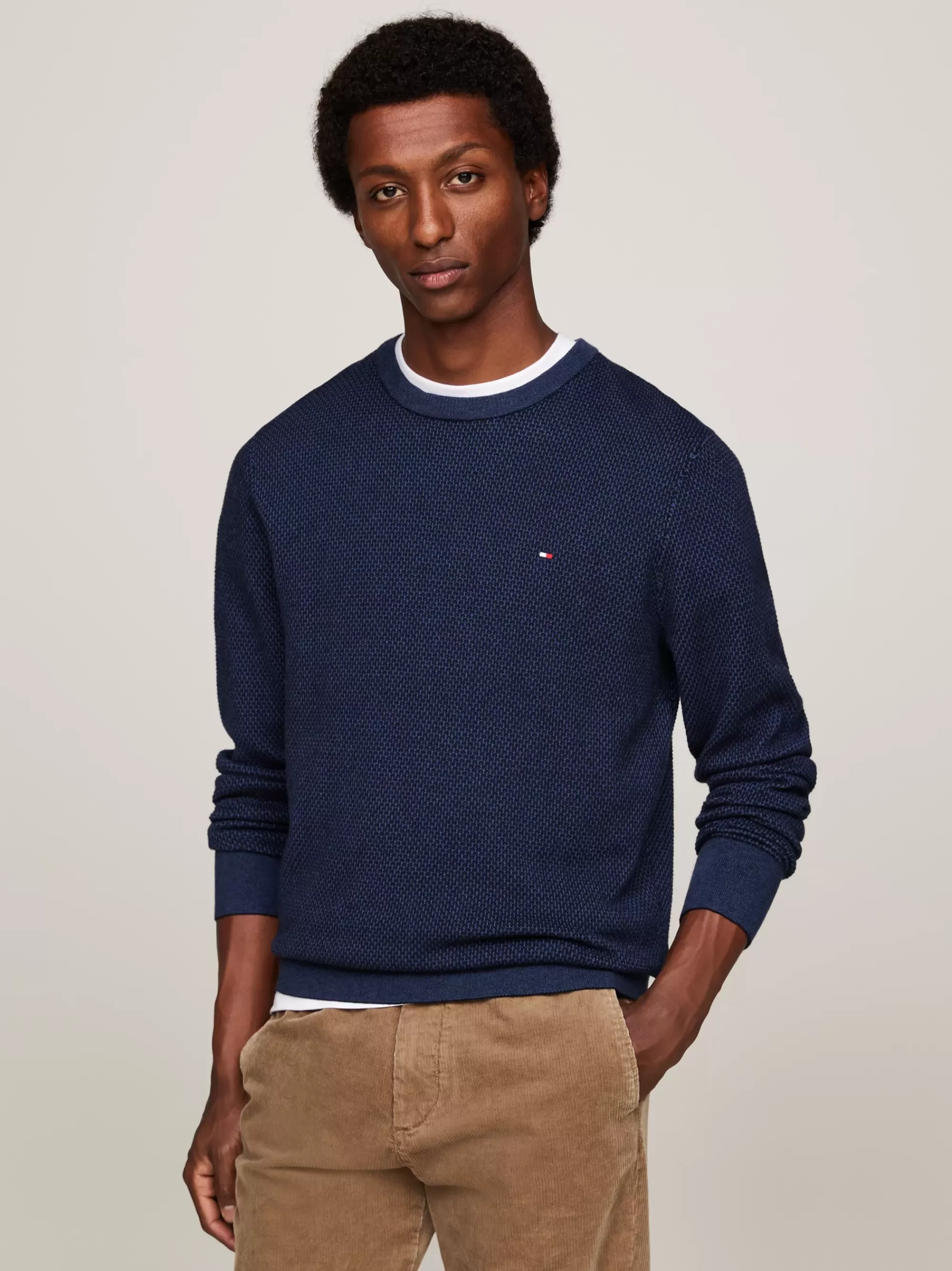 Truien Met Ronde Hals | Truien*Tommy Hilfiger Trui Met Tweekleurig Design En Kasjmier DESERT SKY / MULTI