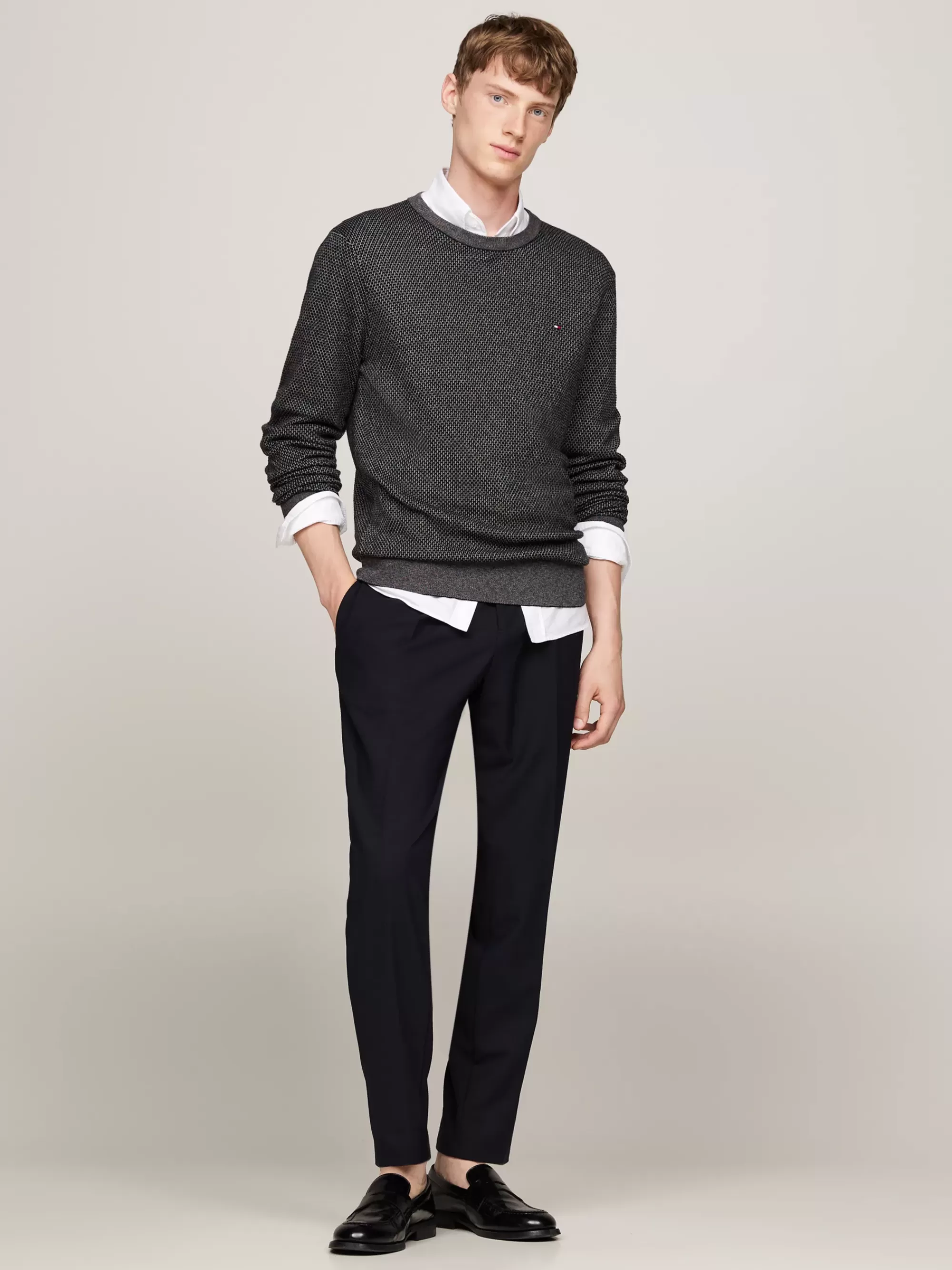 Truien Met Ronde Hals | Truien*Tommy Hilfiger Trui Met Tweekleurig Design En Kasjmier BLACK MULTI