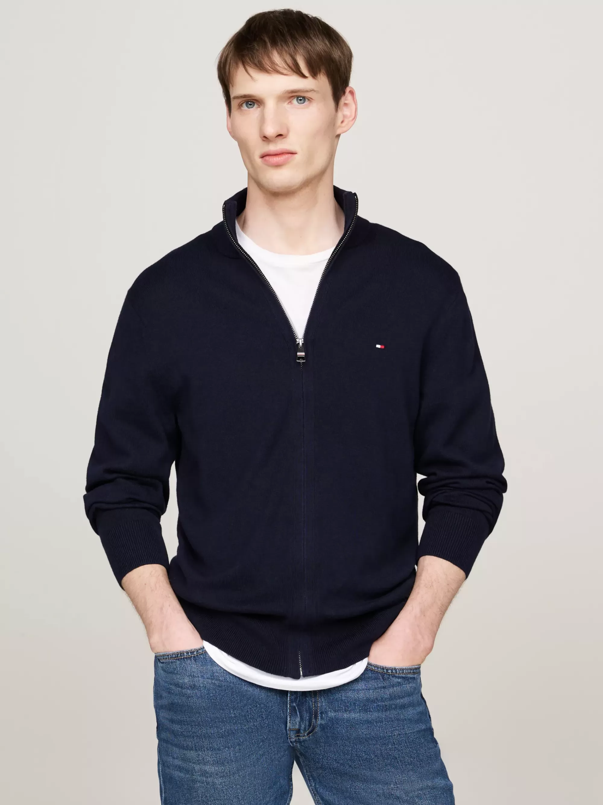 Vesten | Truien*Tommy Hilfiger Trui Van Kasjmiermix Met Hoge Hals En Rits DESERT SKY
