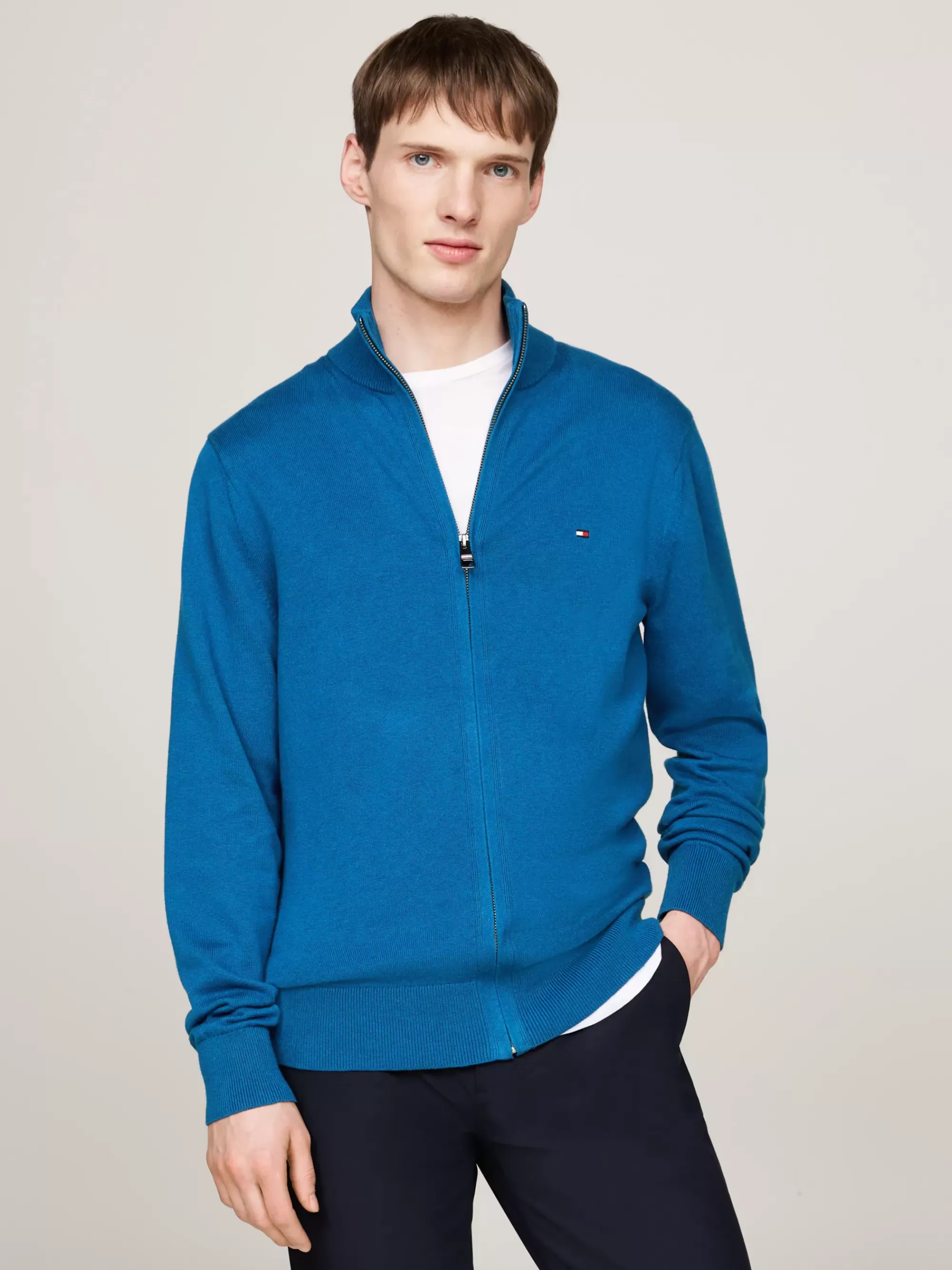 Truien | Truien & Vesten*Tommy Hilfiger Trui Van Kasjmiermix Met Hoge Hals En Rits VIBRANT INDIGO