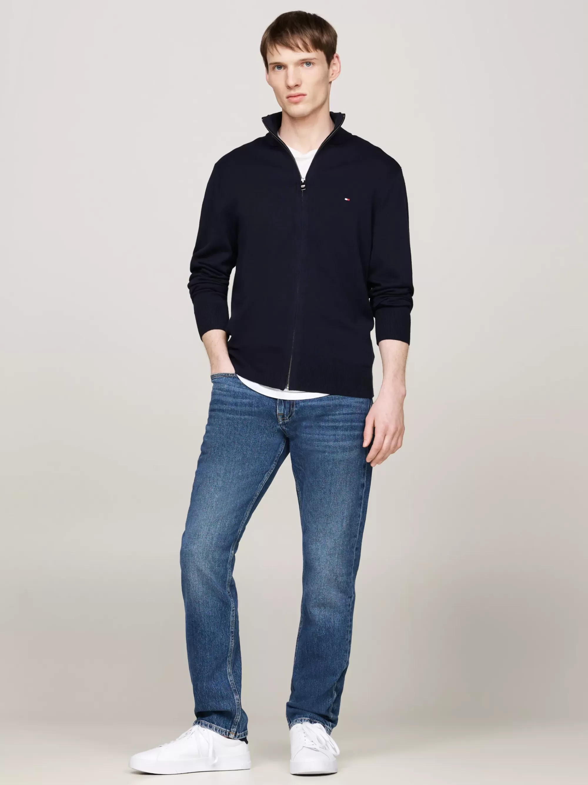 Vesten | Truien*Tommy Hilfiger Trui Van Kasjmiermix Met Hoge Hals En Rits DESERT SKY