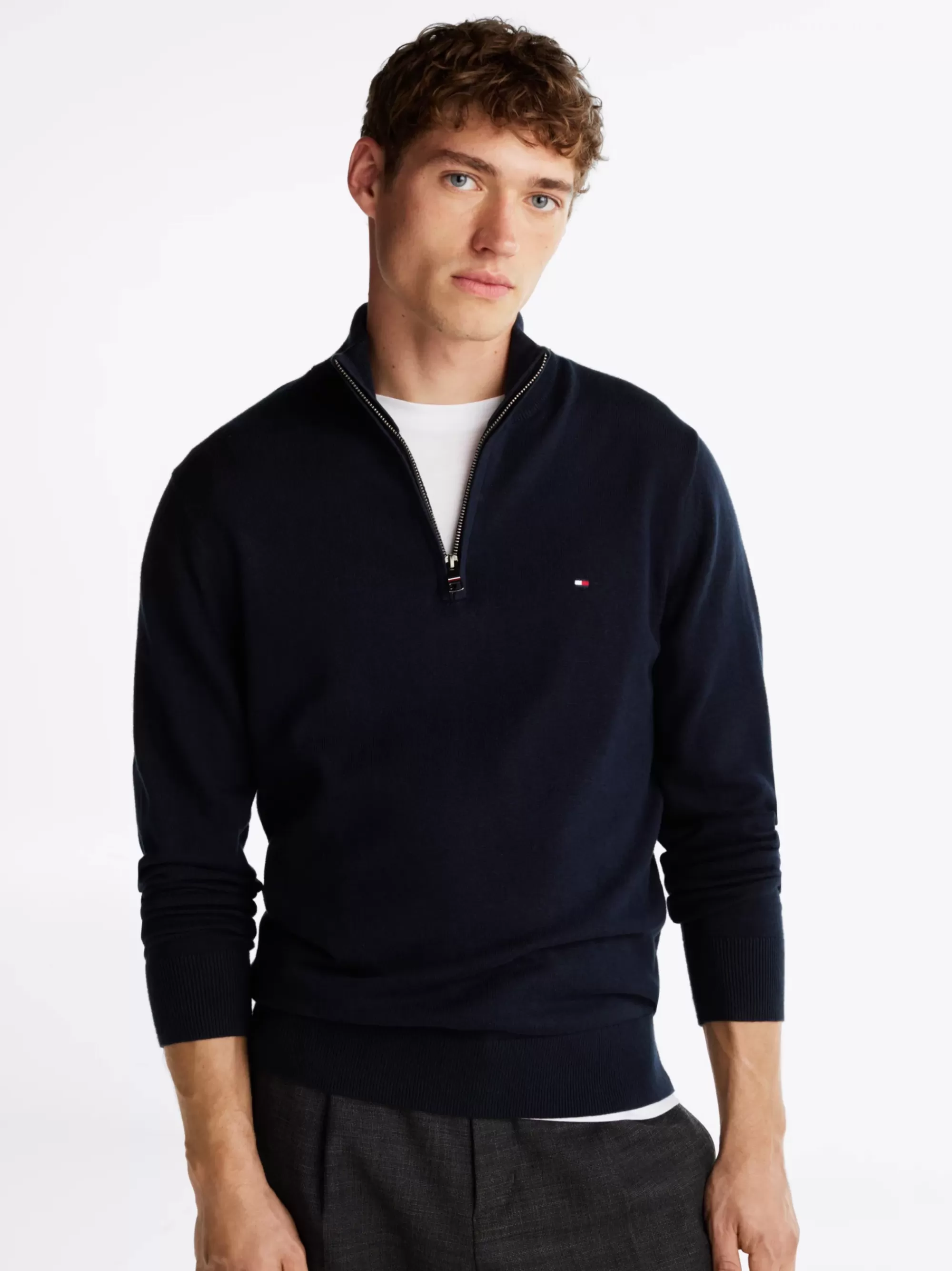 Trui Met Rits | Truien*Tommy Hilfiger Trui Van Kasjmiermix Met Ritskraag DESERT SKY