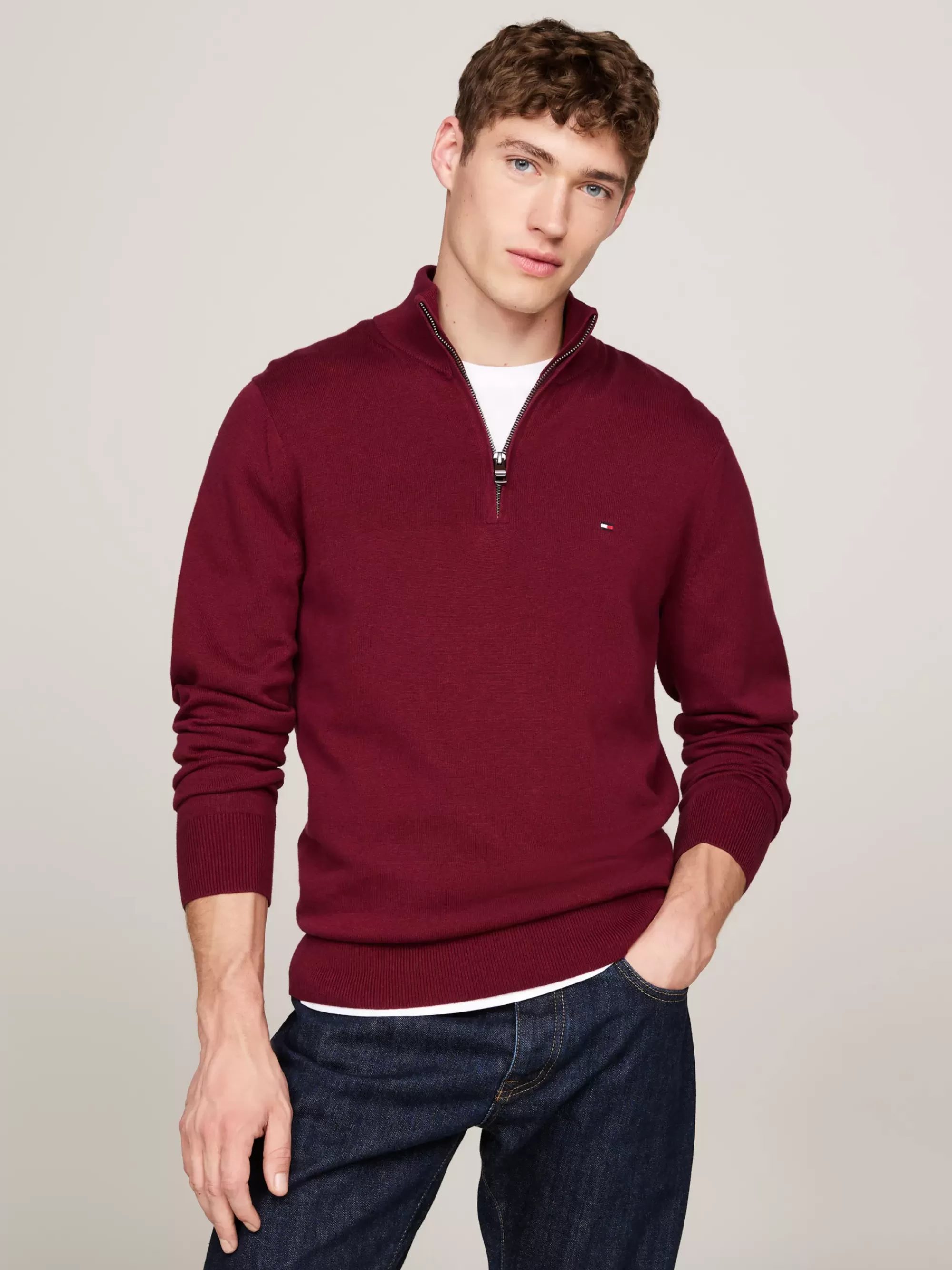 Trui Met Rits | Truien*Tommy Hilfiger Trui Van Kasjmiermix Met Ritskraag DEEP ROUGE