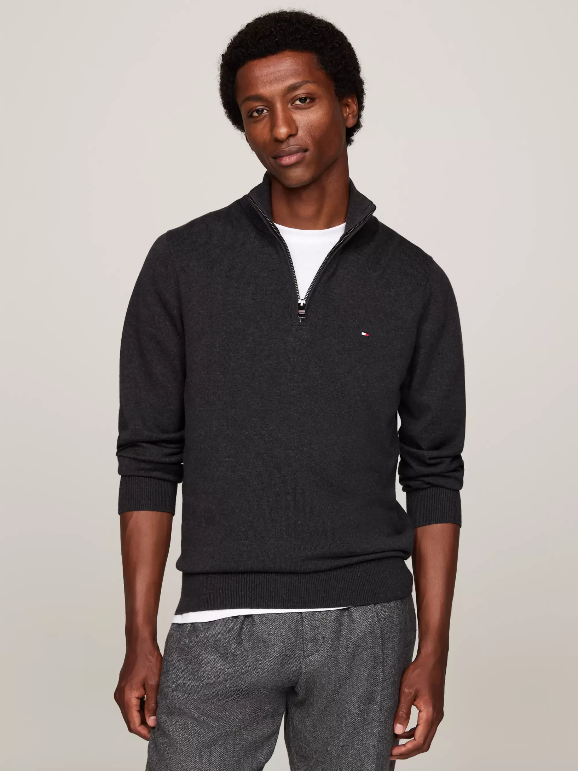 Trui Met Rits | Truien*Tommy Hilfiger Trui Van Kasjmiermix Met Ritskraag DARK GREY HEATHER