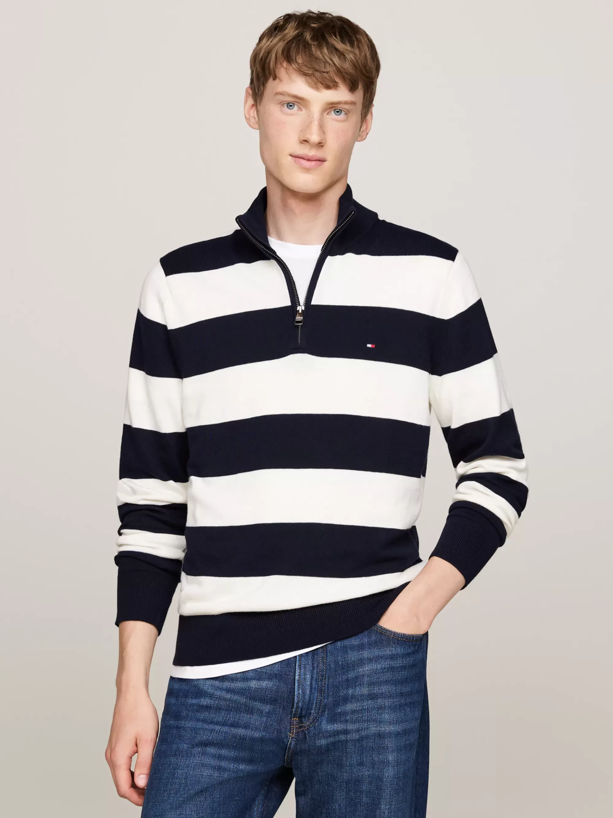 Trui Met Rits | Truien*Tommy Hilfiger Trui Van Kasjmiermix Met Ritskraag DESERT SKY/ IVORY
