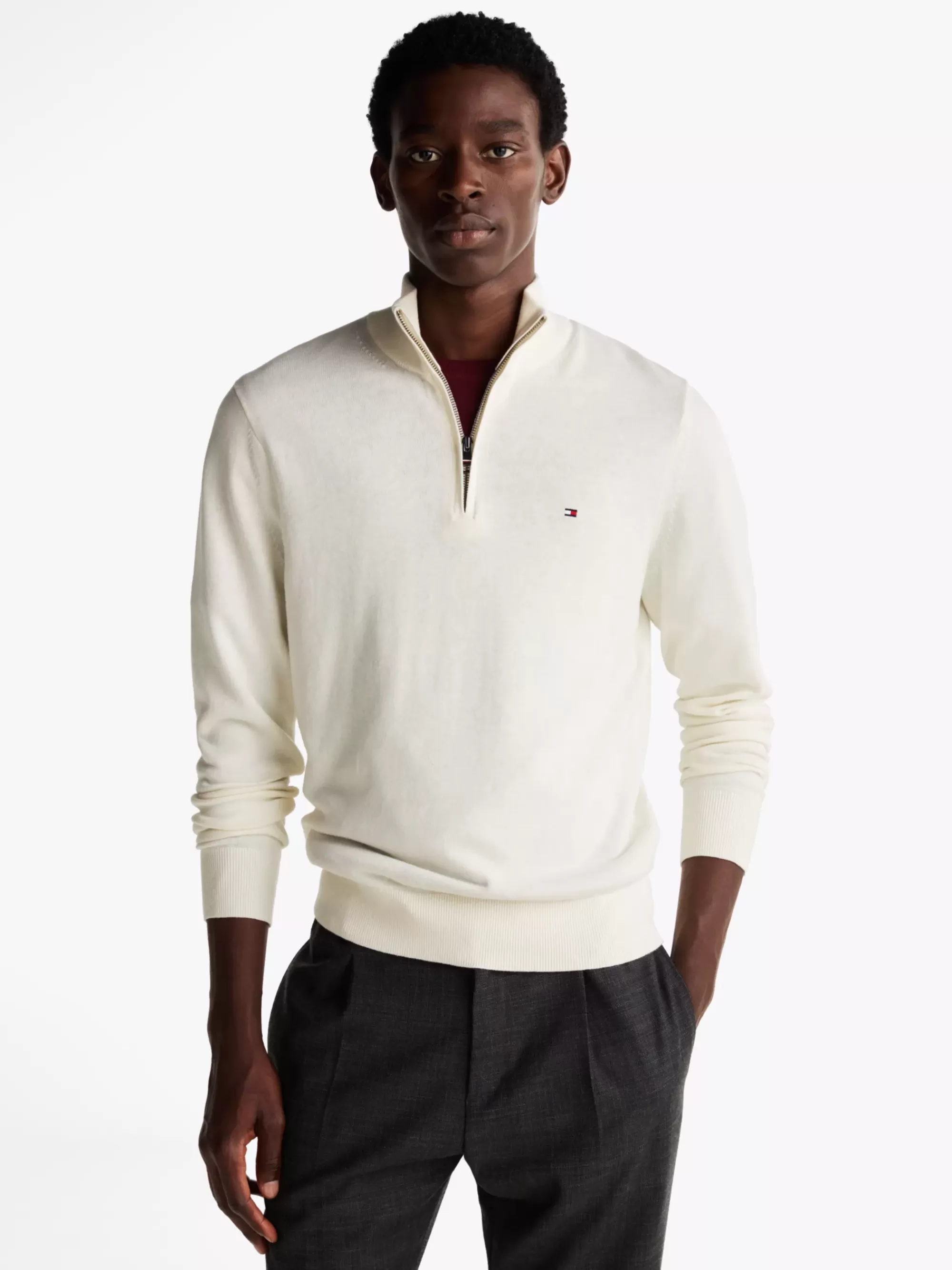 Trui Met Rits | Truien*Tommy Hilfiger Trui Van Kasjmiermix Met Ritskraag IVORY