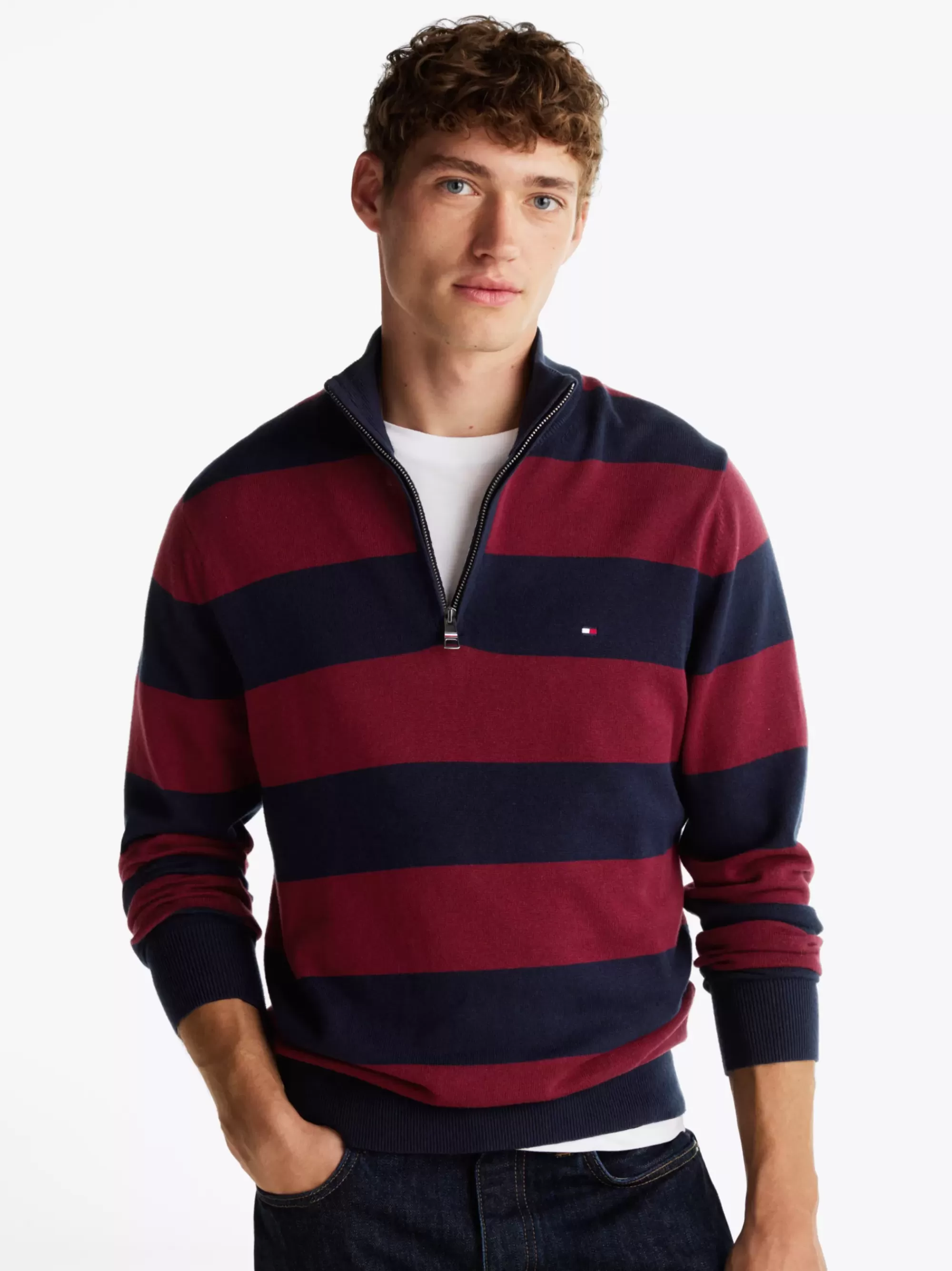Truien | Truien & Vesten*Tommy Hilfiger Trui Van Kasjmiermix Met Ritskraag DEEP ROUGE / DESERT SKY