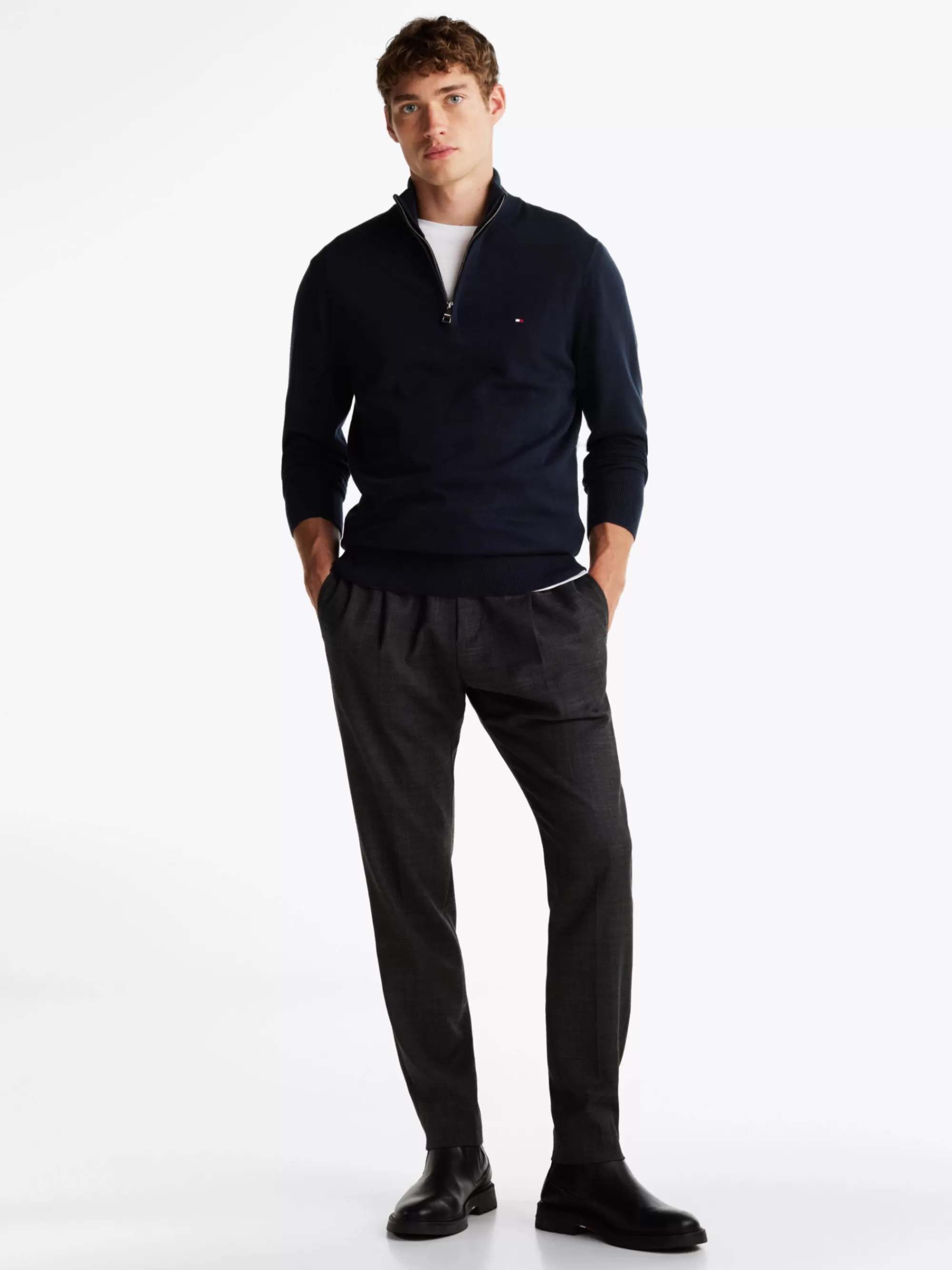 Trui Met Rits | Truien*Tommy Hilfiger Trui Van Kasjmiermix Met Ritskraag DESERT SKY