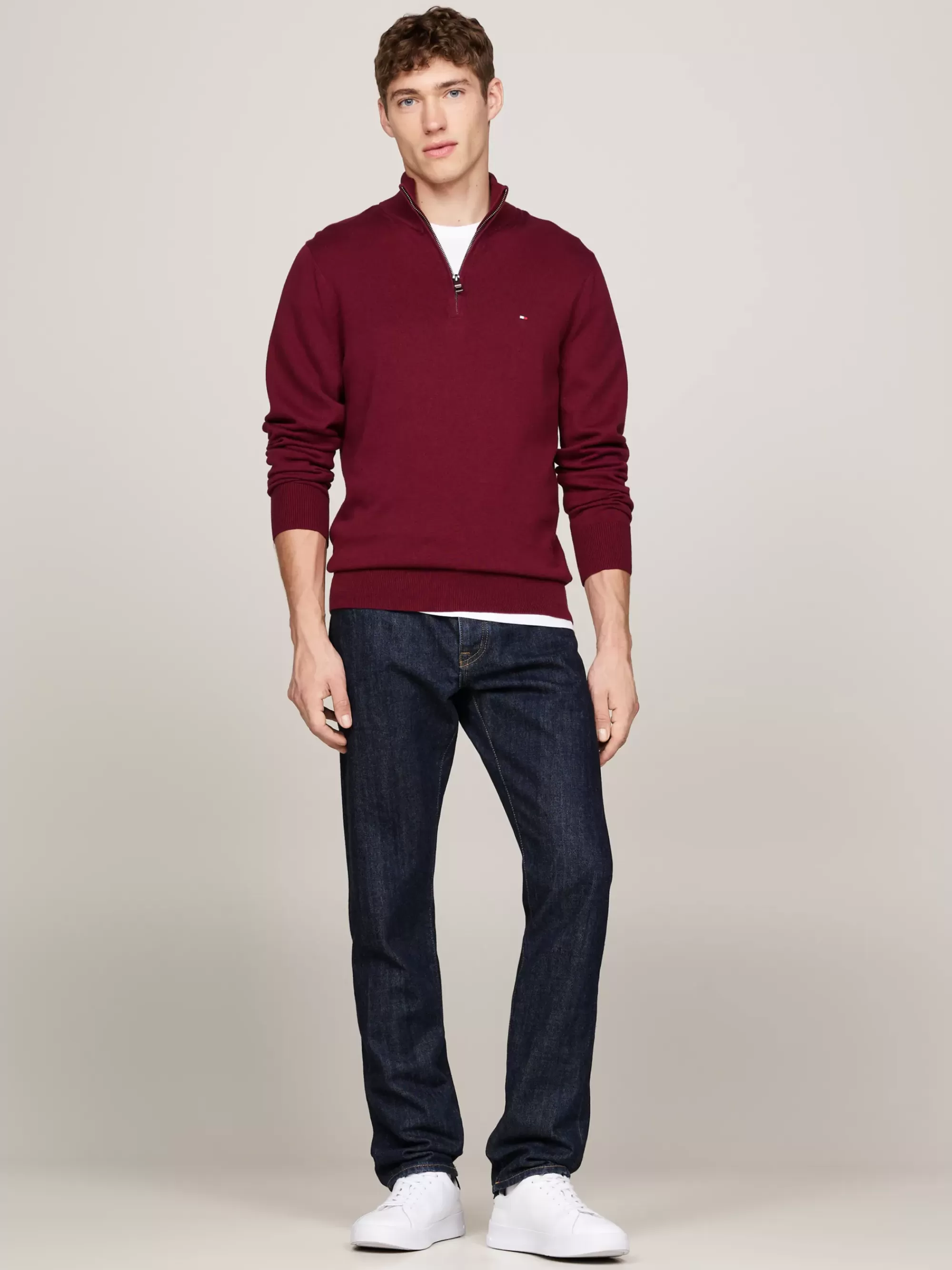 Trui Met Rits | Truien*Tommy Hilfiger Trui Van Kasjmiermix Met Ritskraag DEEP ROUGE