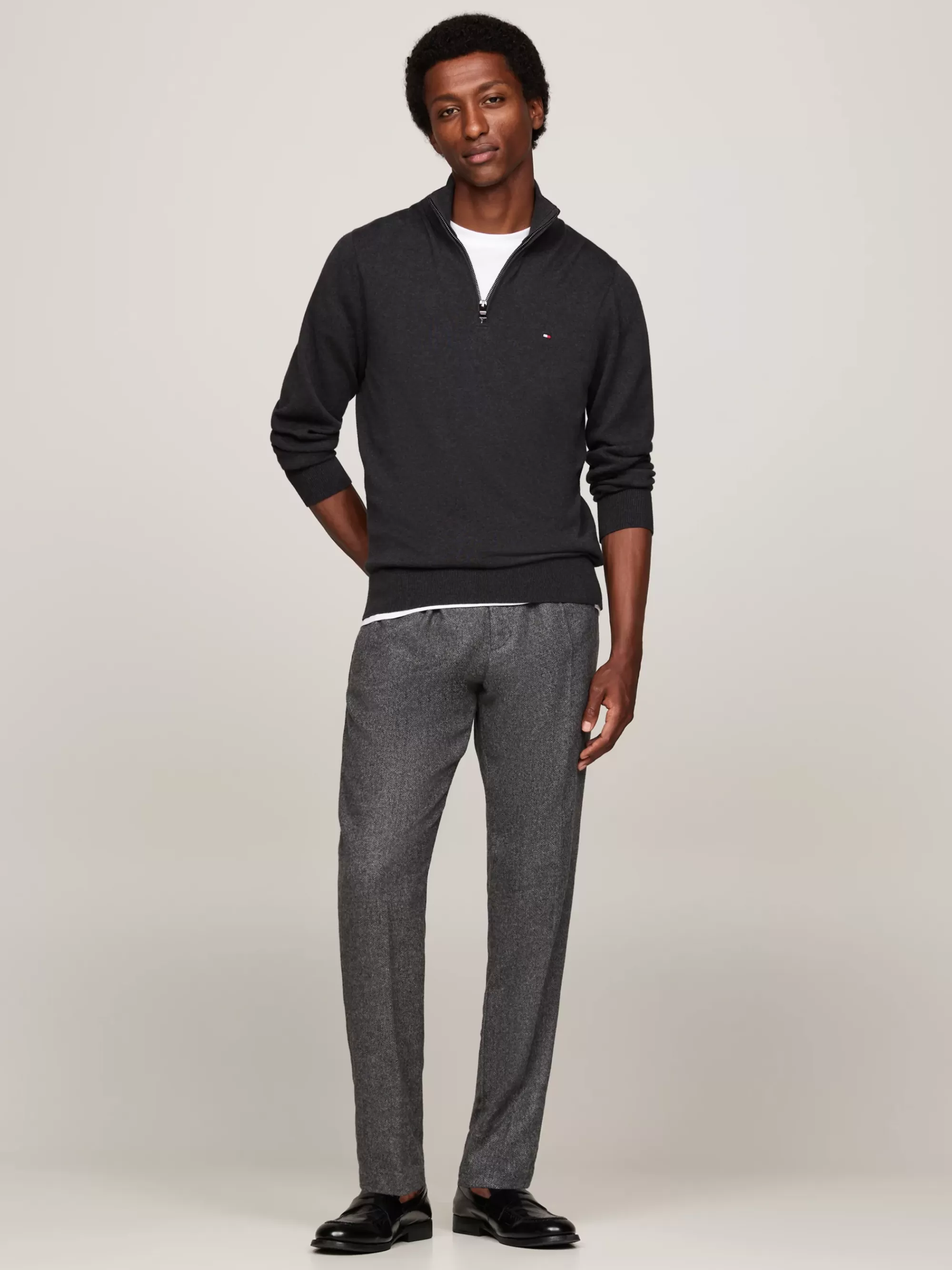 Trui Met Rits | Truien*Tommy Hilfiger Trui Van Kasjmiermix Met Ritskraag DARK GREY HEATHER
