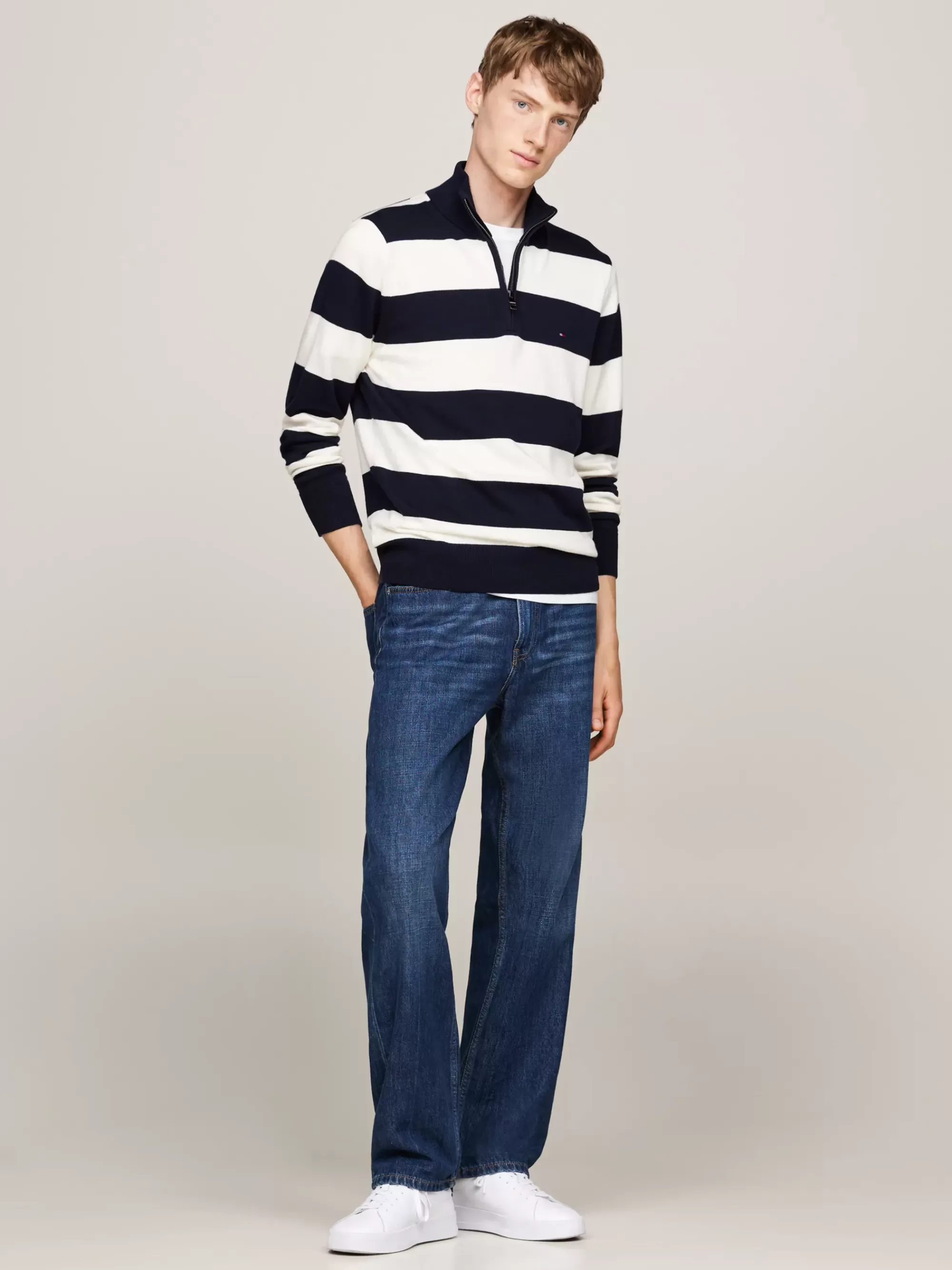 Trui Met Rits | Truien*Tommy Hilfiger Trui Van Kasjmiermix Met Ritskraag DESERT SKY/ IVORY
