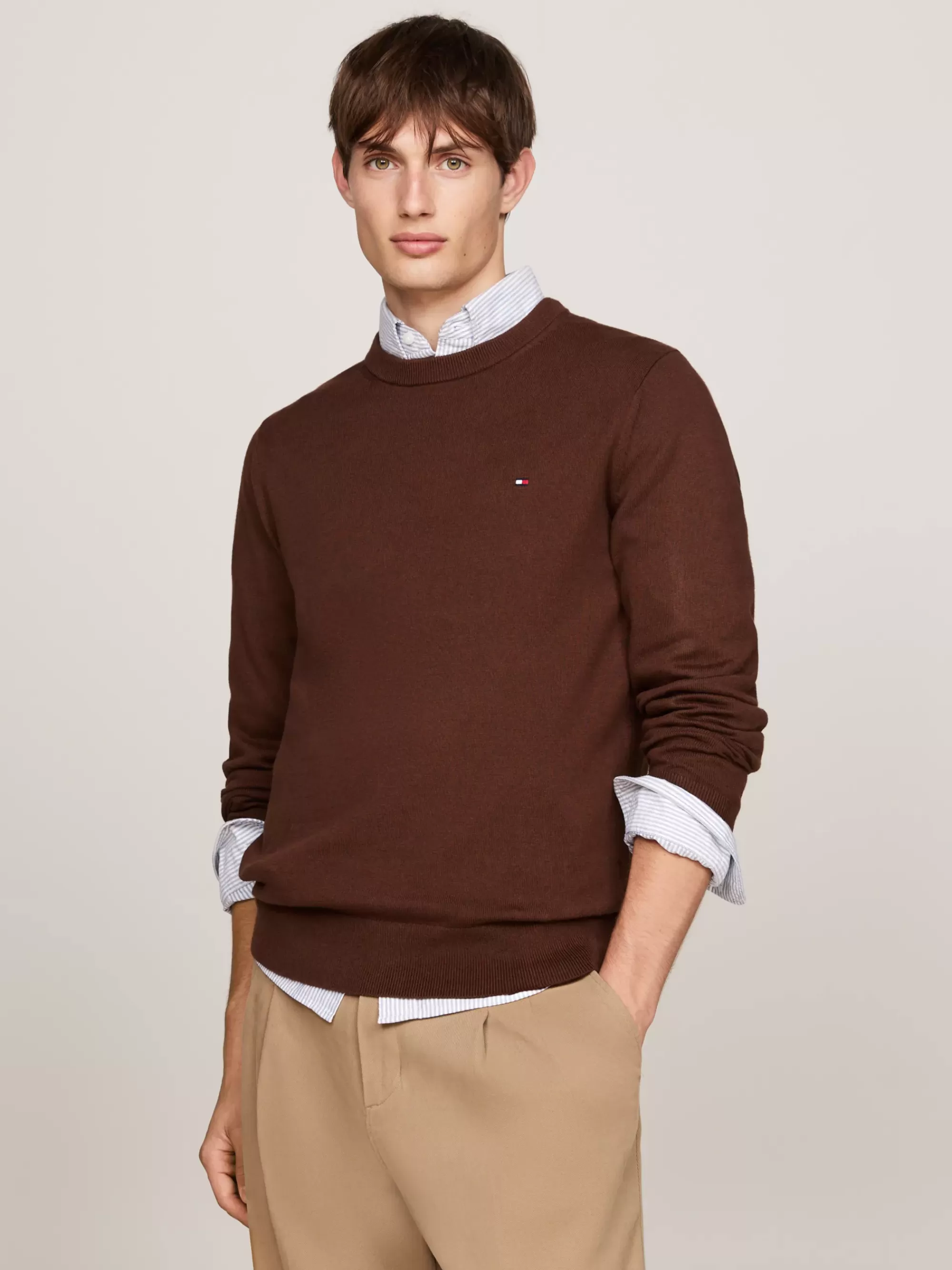 Truien Met Ronde Hals | Truien*Tommy Hilfiger Trui Van Kasjmiermix Met Ronde Hals LEGACY BROWN