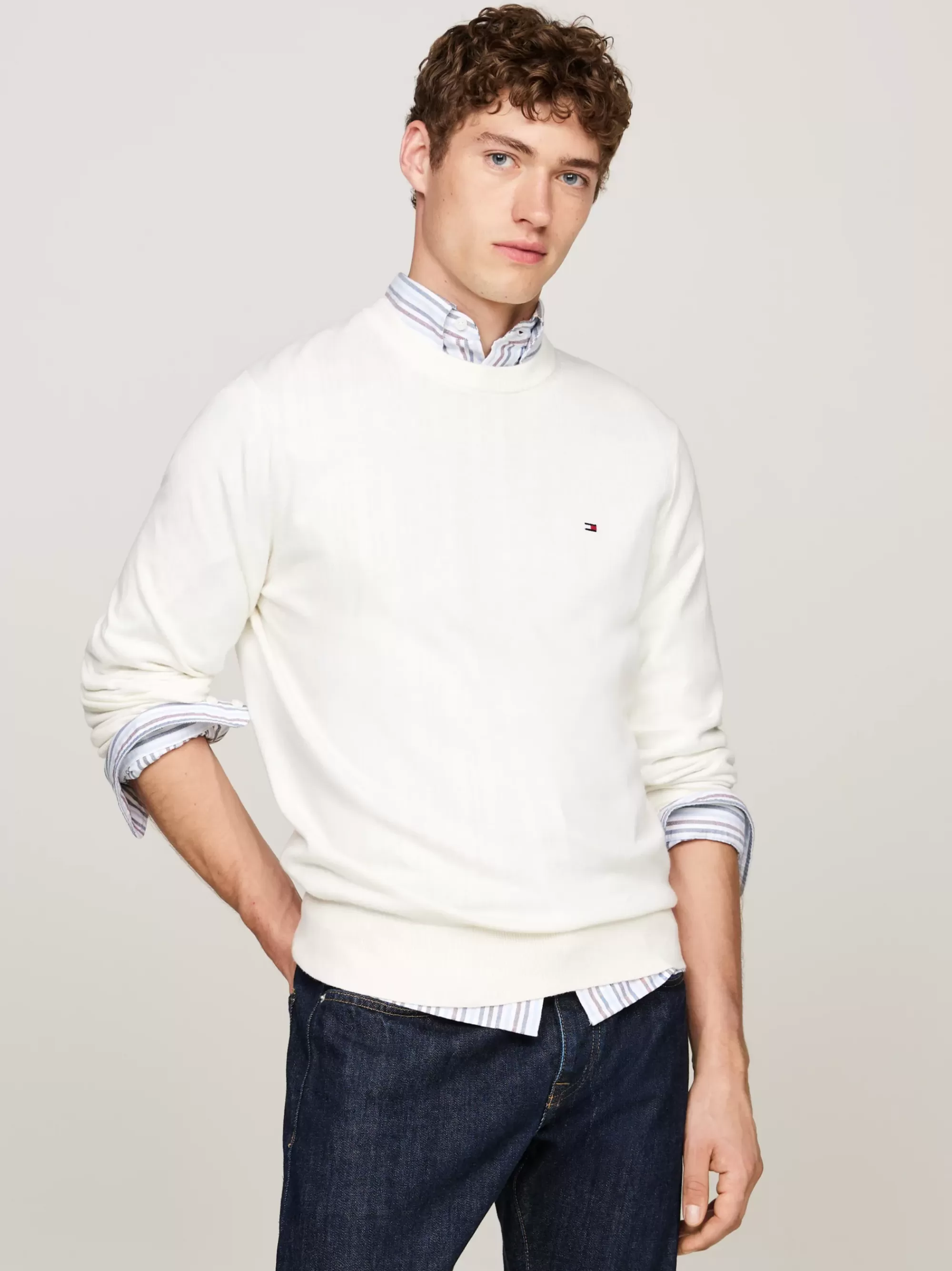 Truien Met Ronde Hals | Truien*Tommy Hilfiger Trui Van Kasjmiermix Met Ronde Hals IVORY