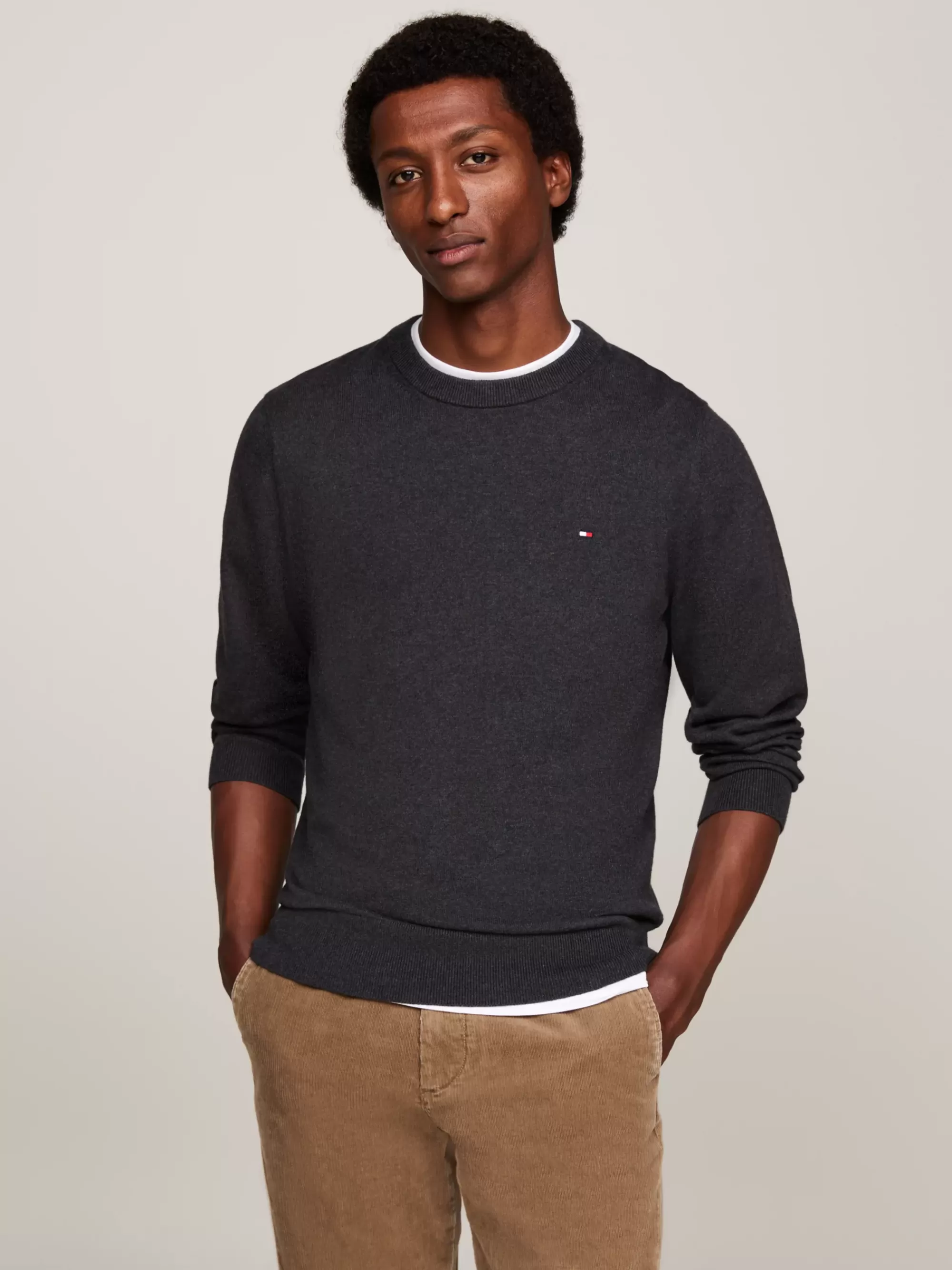 Truien Met Ronde Hals | Truien*Tommy Hilfiger Trui Van Kasjmiermix Met Ronde Hals DARK GREY HEATHER