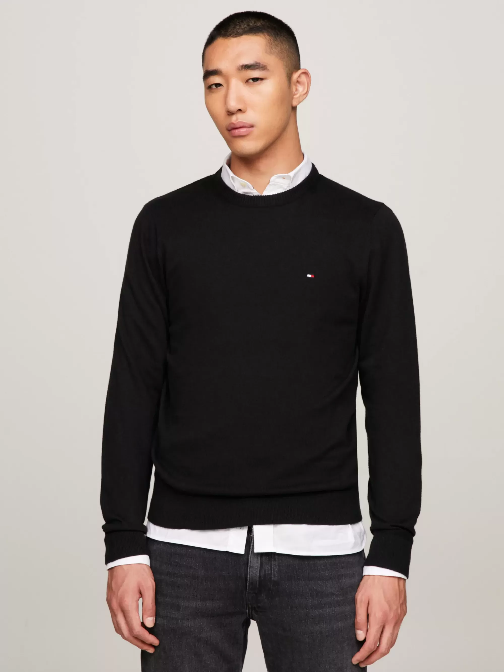 Truien Met Ronde Hals | Truien*Tommy Hilfiger Trui Van Kasjmiermix Met Ronde Hals BLACK