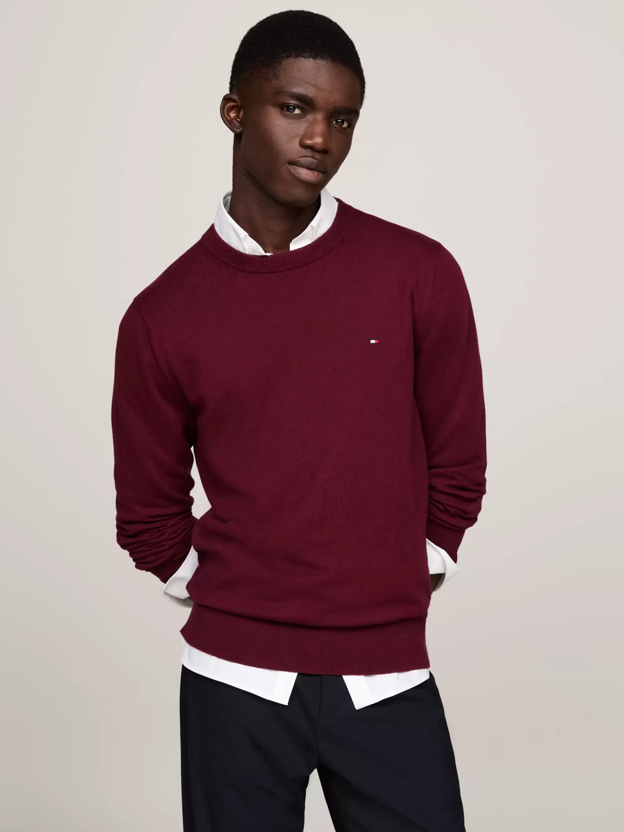 Truien Met Ronde Hals | Truien*Tommy Hilfiger Trui Van Kasjmiermix Met Ronde Hals DEEP ROUGE