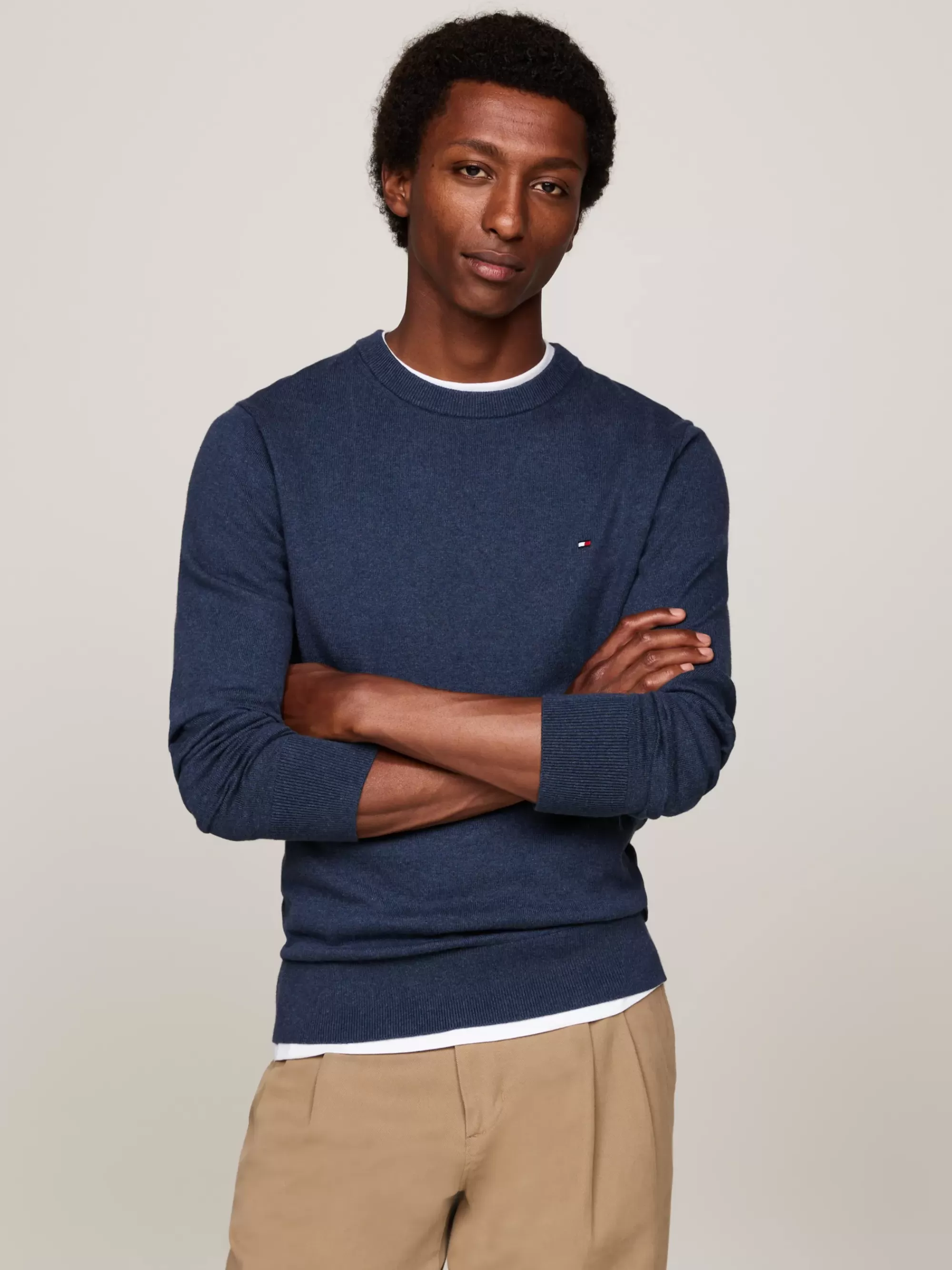 Truien Met Ronde Hals | Truien*Tommy Hilfiger Trui Van Kasjmiermix Met Ronde Hals AEGEAN SEA HEATHER