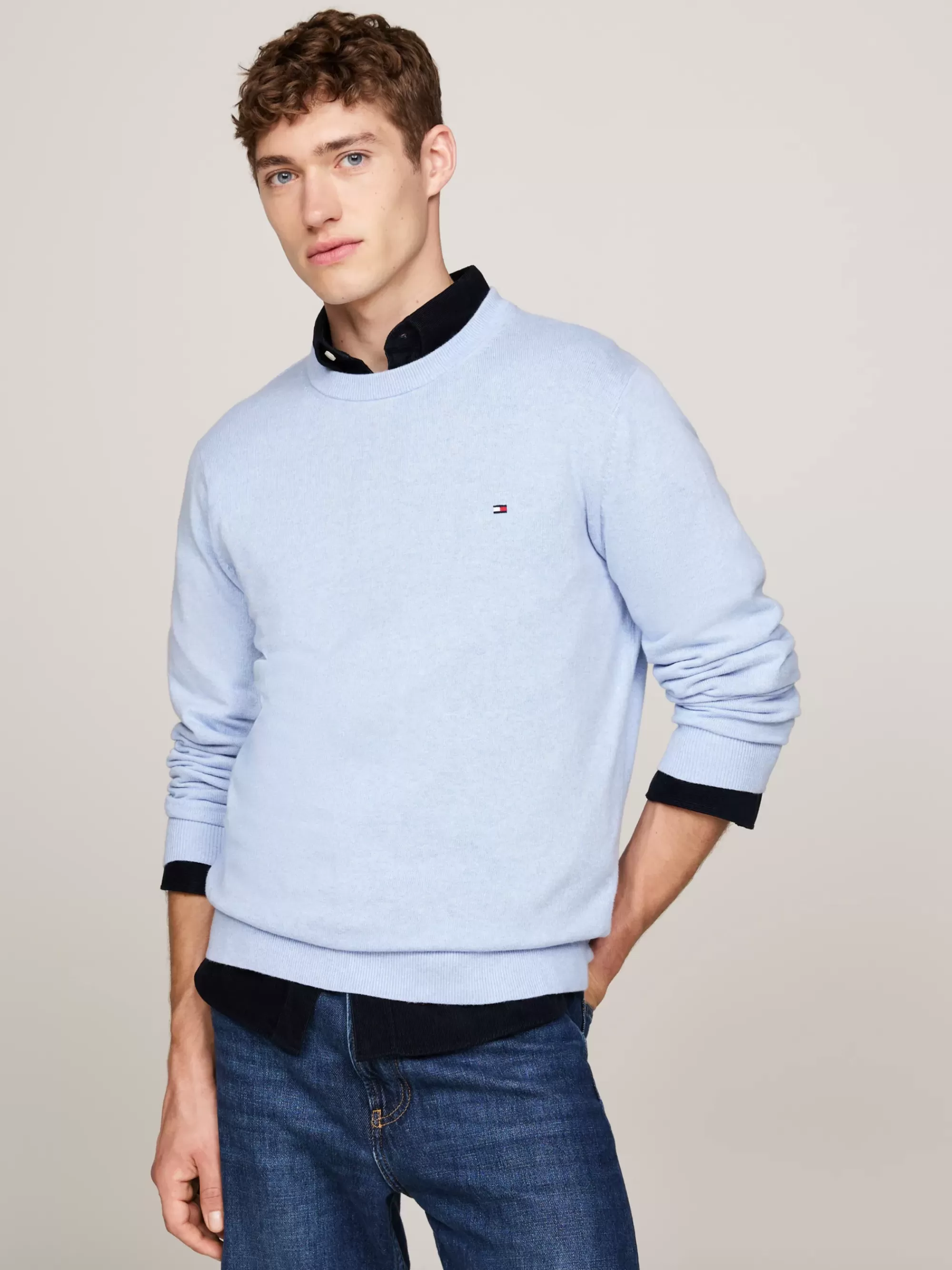 Truien Met Ronde Hals | Truien*Tommy Hilfiger Trui Van Kasjmiermix Met Ronde Hals VESSEL BLUE HEATHER