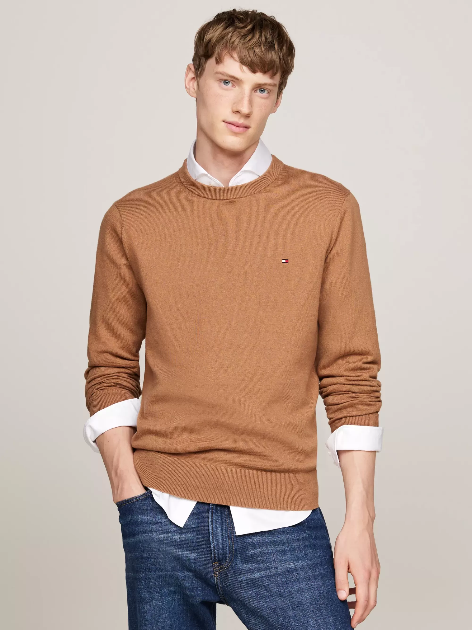 Truien Met Ronde Hals | Truien*Tommy Hilfiger Trui Van Kasjmiermix Met Ronde Hals SAFARI CANVAS