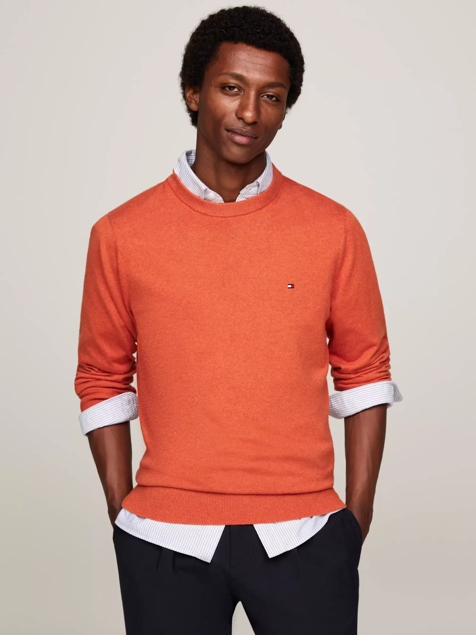 Truien Met Ronde Hals | Truien*Tommy Hilfiger Trui Van Kasjmiermix Met Ronde Hals ORANGE THUNDER HEATHER