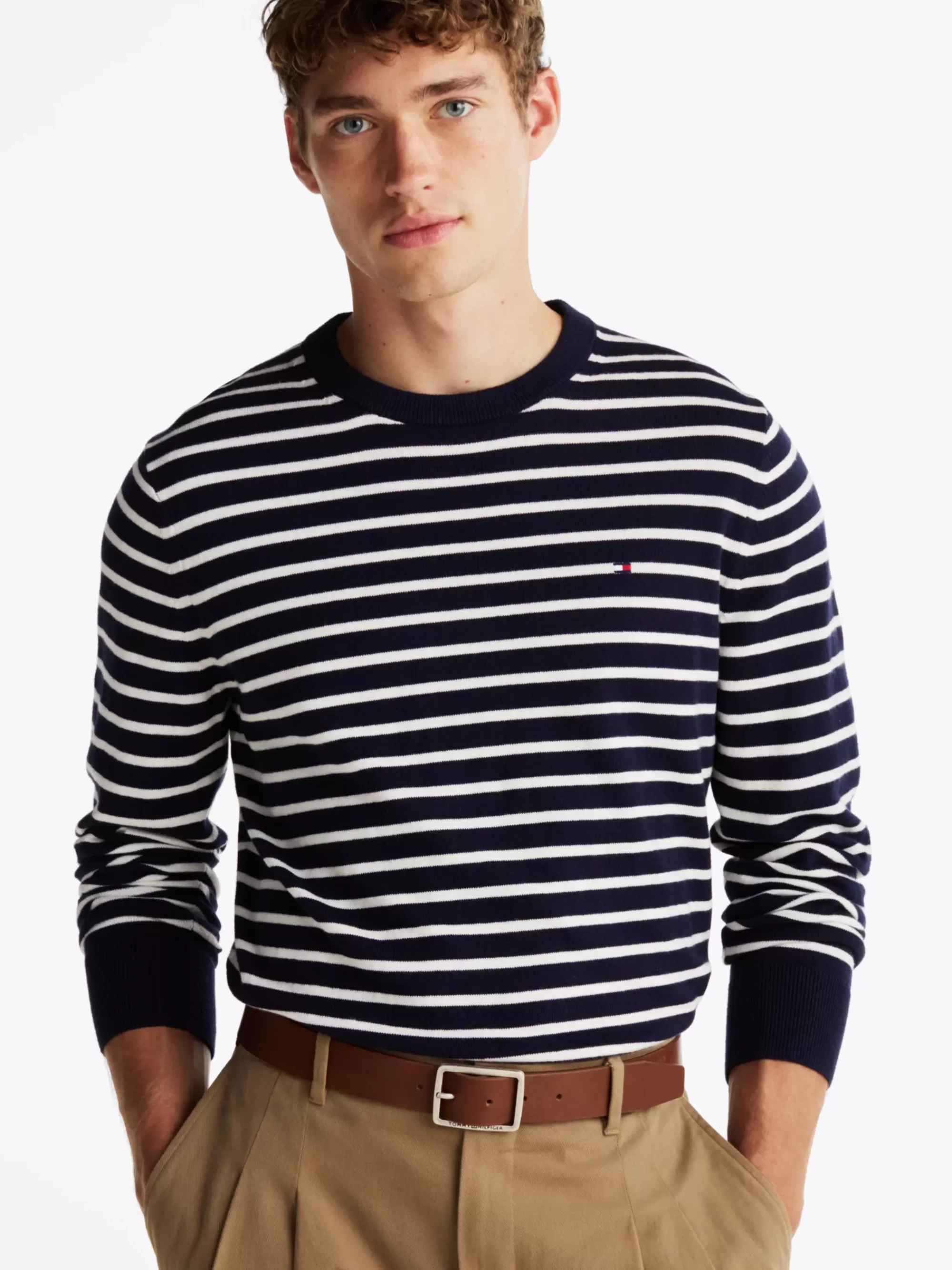 Truien Met Ronde Hals | Truien*Tommy Hilfiger Trui Van Kasjmiermix Met Ronde Hals DESERT SKY/ IVORY