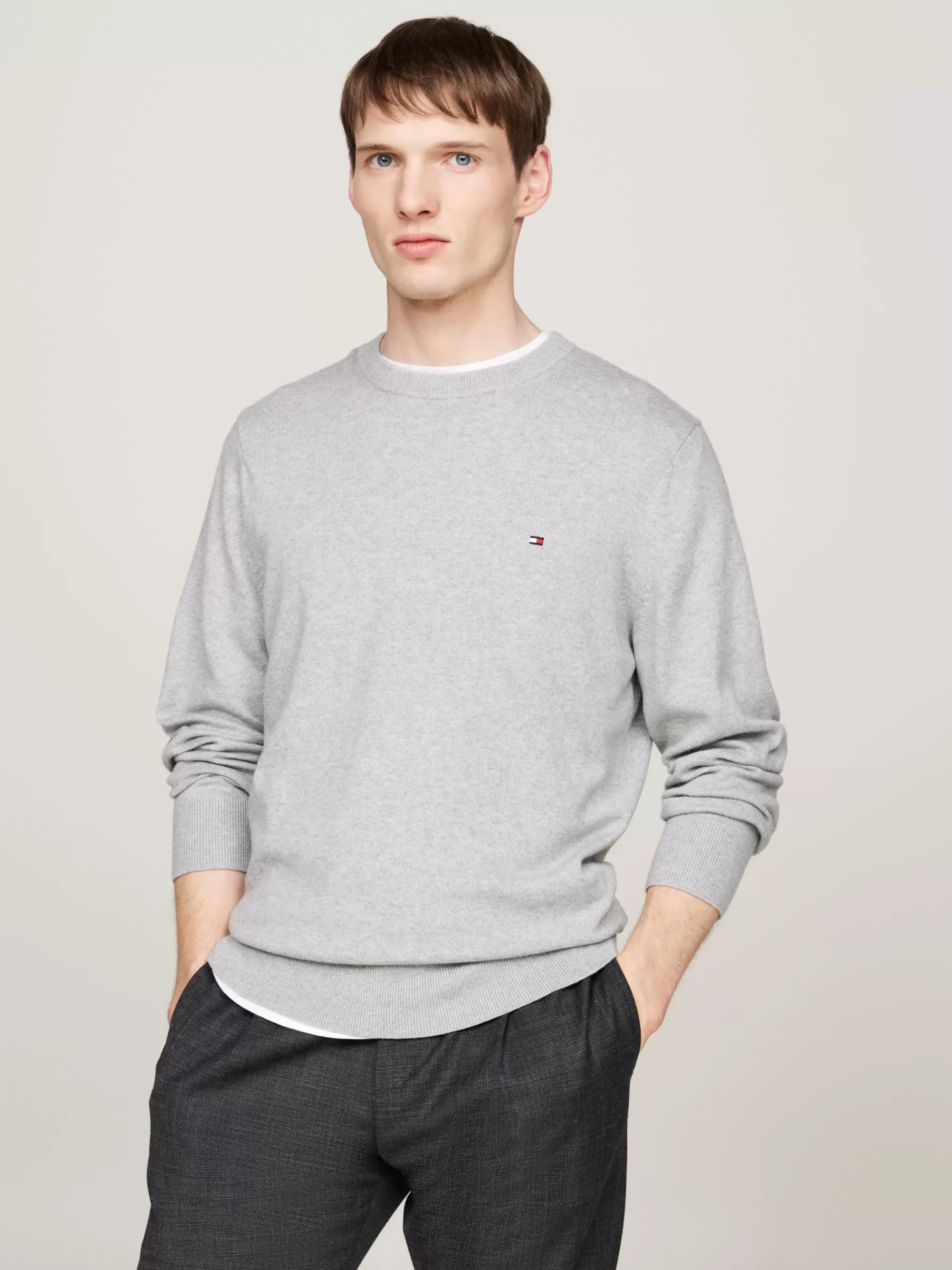 Truien | Truien & Vesten*Tommy Hilfiger Trui Van Kasjmiermix Met Ronde Hals LIGHT GREY HEATHER