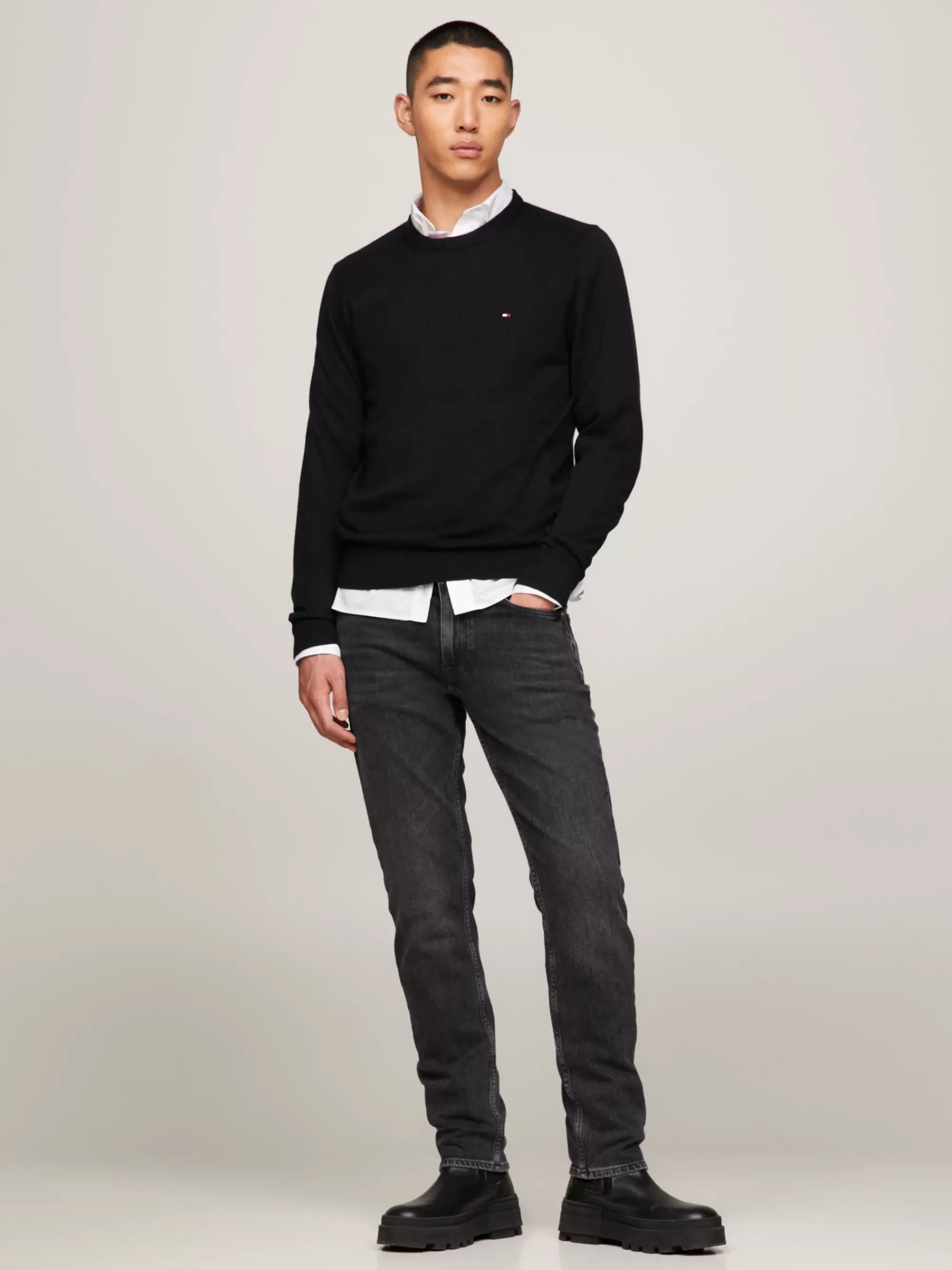 Truien Met Ronde Hals | Truien*Tommy Hilfiger Trui Van Kasjmiermix Met Ronde Hals BLACK