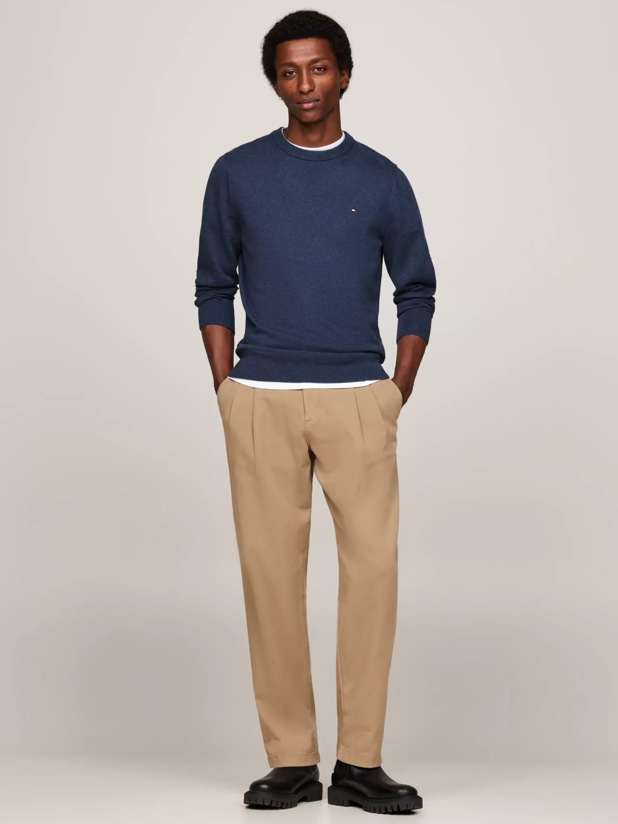 Truien Met Ronde Hals | Truien*Tommy Hilfiger Trui Van Kasjmiermix Met Ronde Hals AEGEAN SEA HEATHER