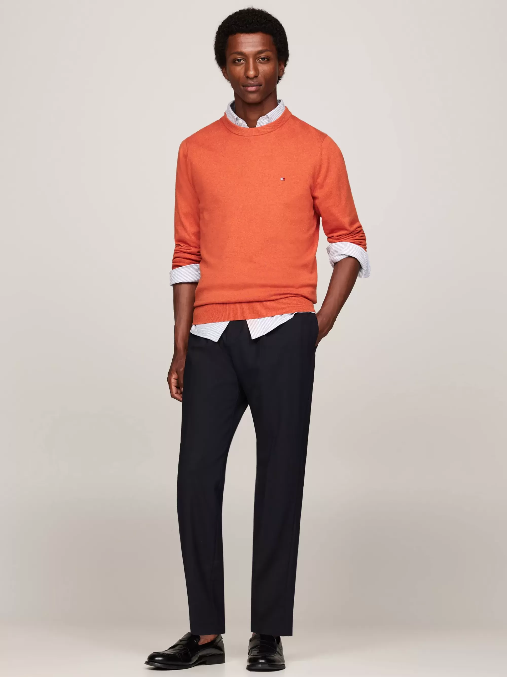 Truien Met Ronde Hals | Truien*Tommy Hilfiger Trui Van Kasjmiermix Met Ronde Hals ORANGE THUNDER HEATHER