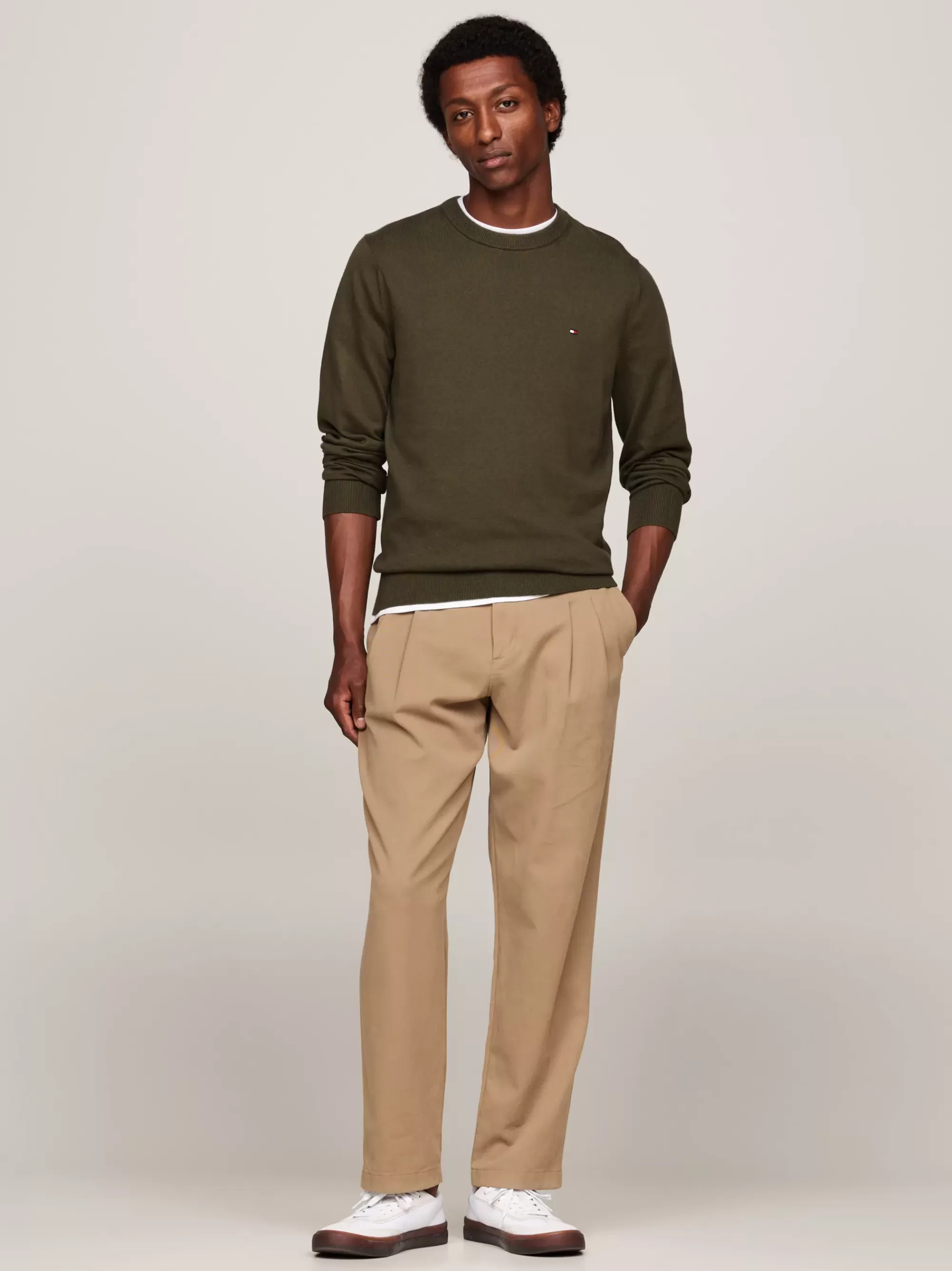 Truien Met Ronde Hals | Truien*Tommy Hilfiger Trui Van Kasjmiermix Met Ronde Hals ARMY GREEN